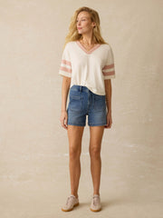 Sunwashed Midweight Organic Varsity Tee - Pink Varsity