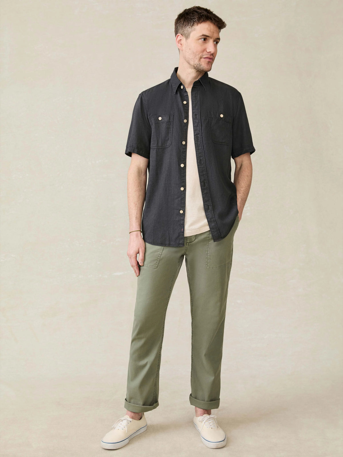 Short-Sleeve Tried and True Chambray Shirt - Durango Black