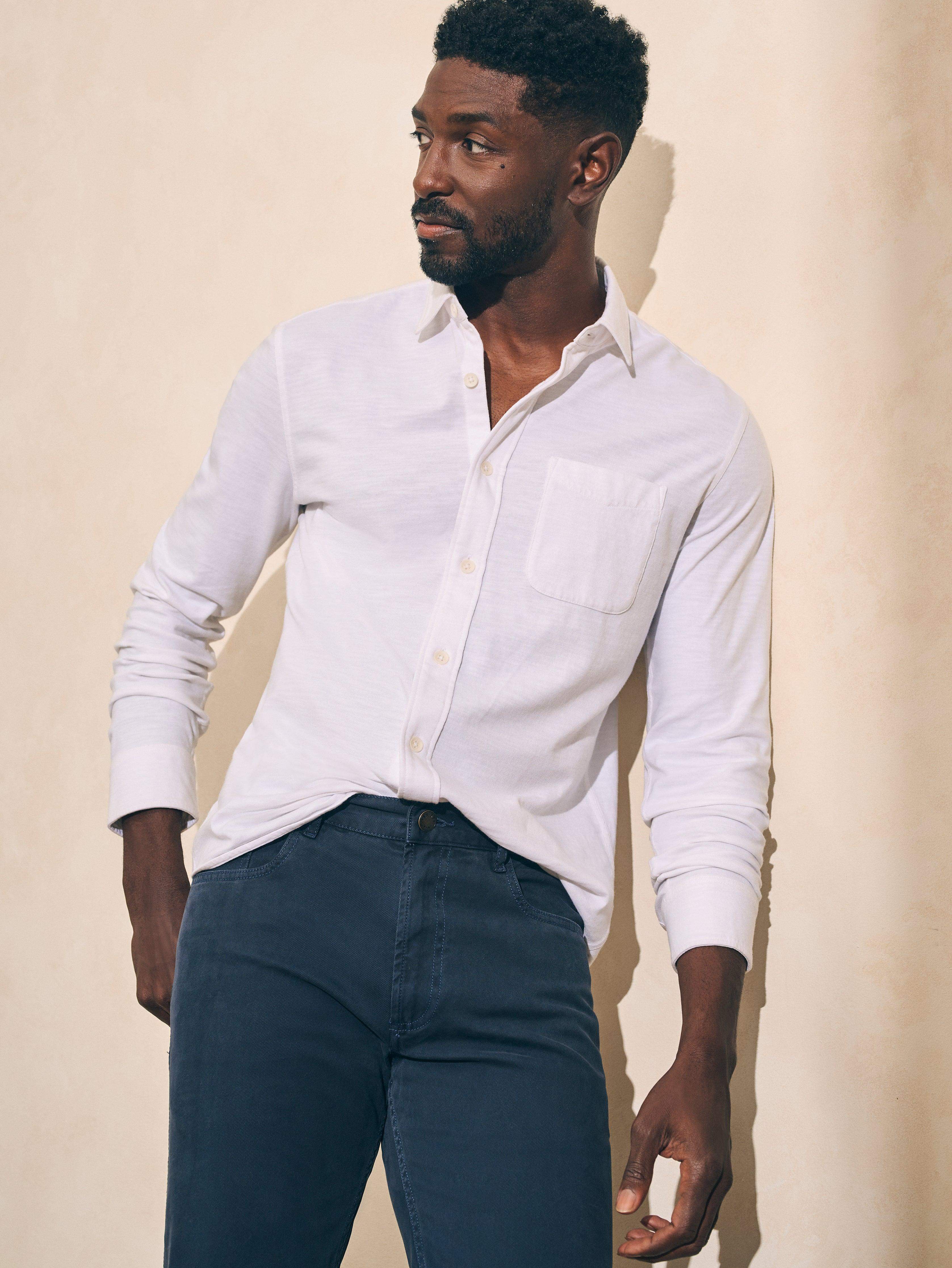 Sunwashed Knit Shirt (Single Pocket) (Tall) - White