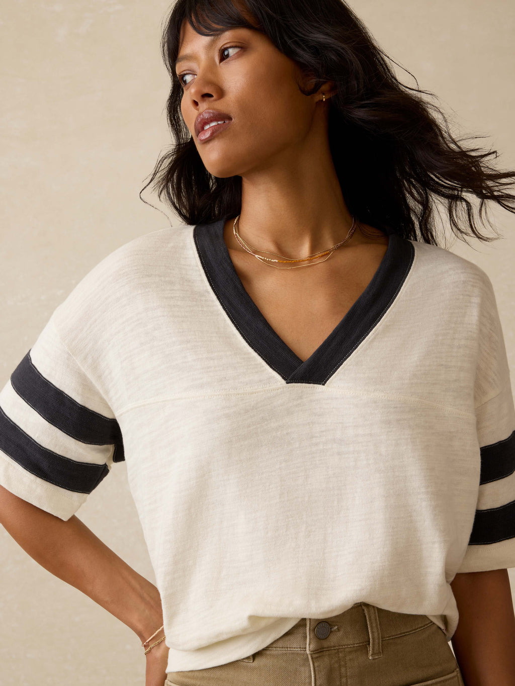 Sunwashed Midweight Organic Varsity Tee - Phantom Varsity