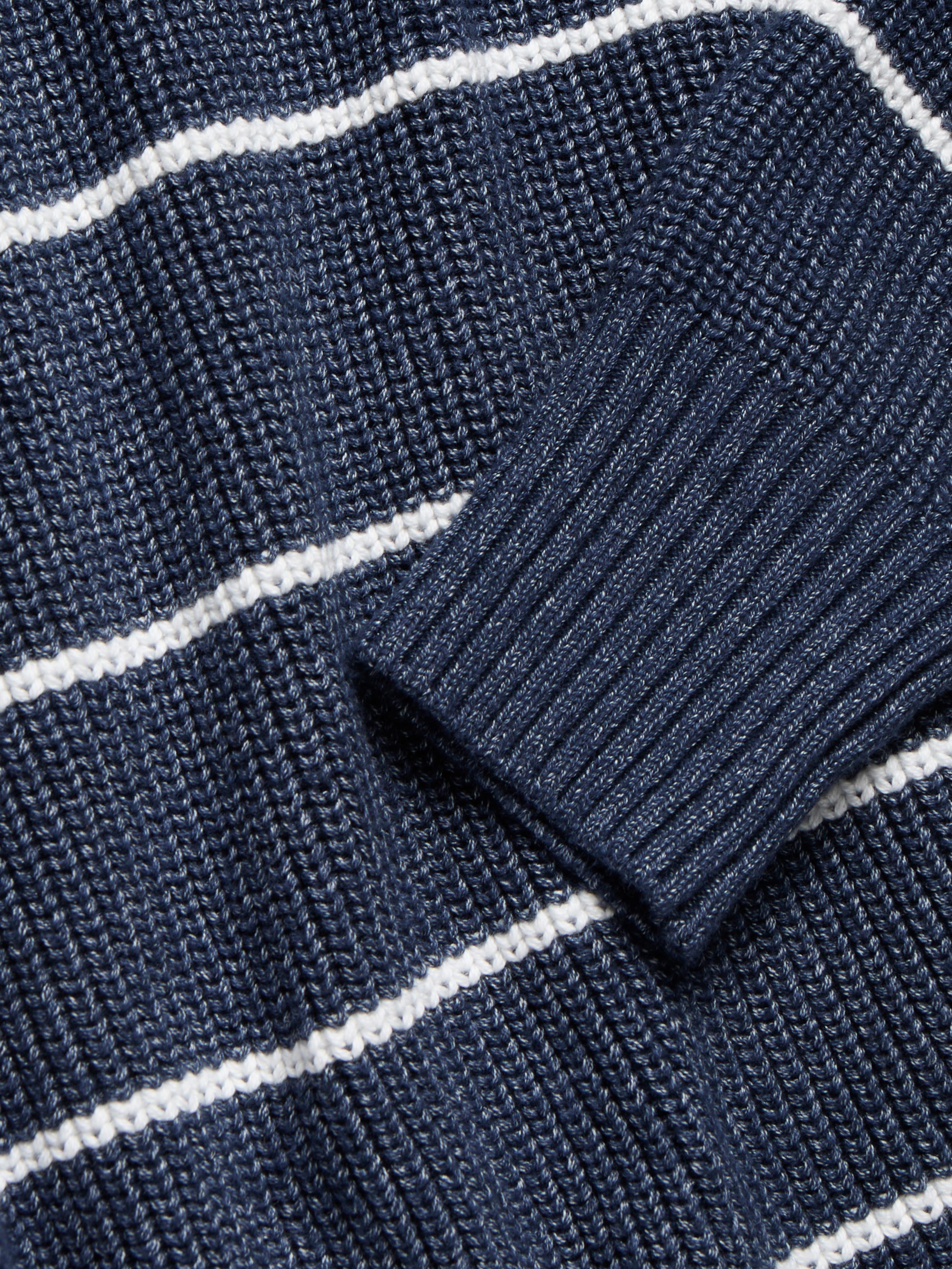 Sunwashed Cotton Fisherman Sweater - Water Mill Stripe