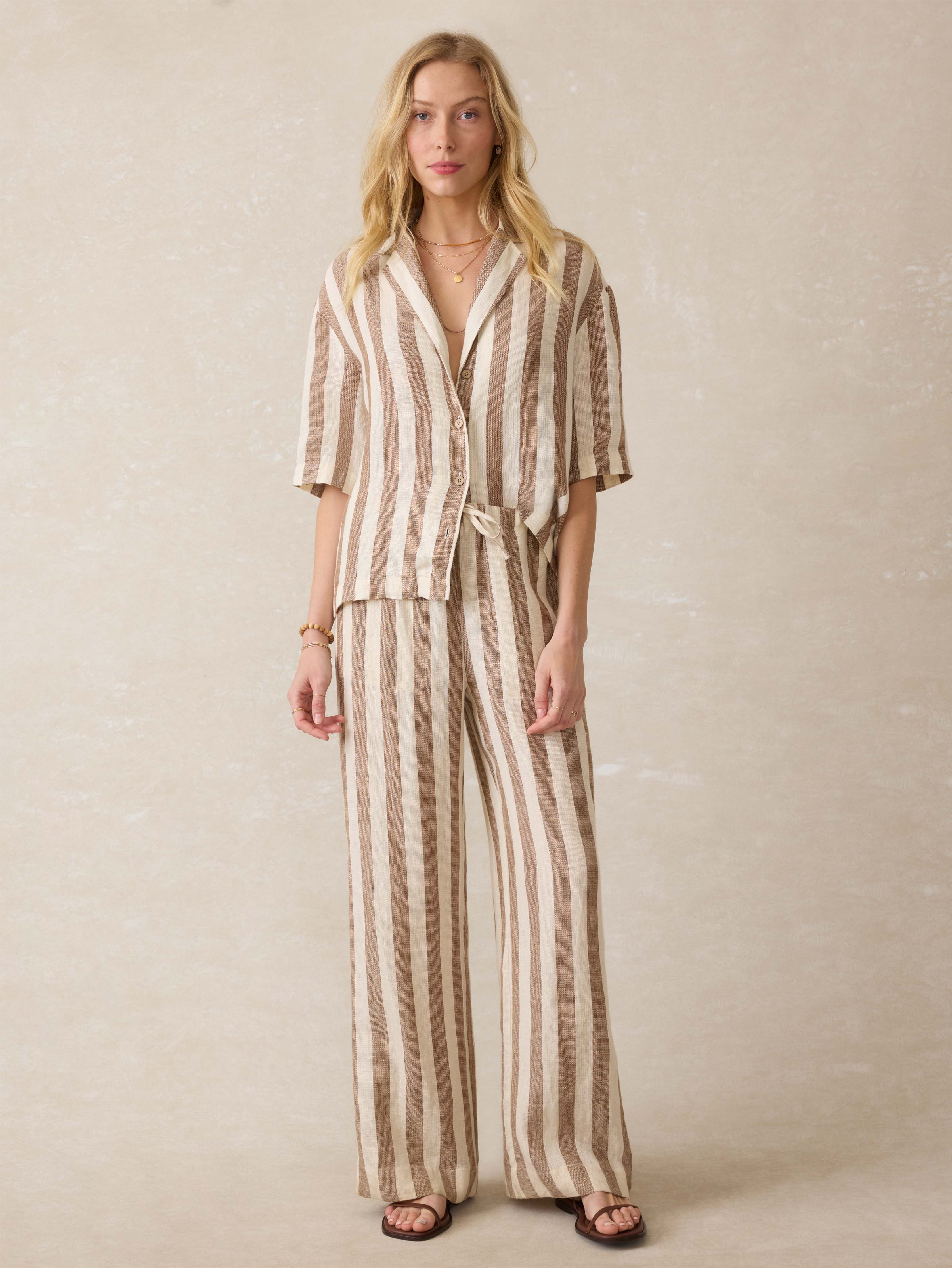 Laidback Palma Linen Pant - Cocoa Beach Stripe