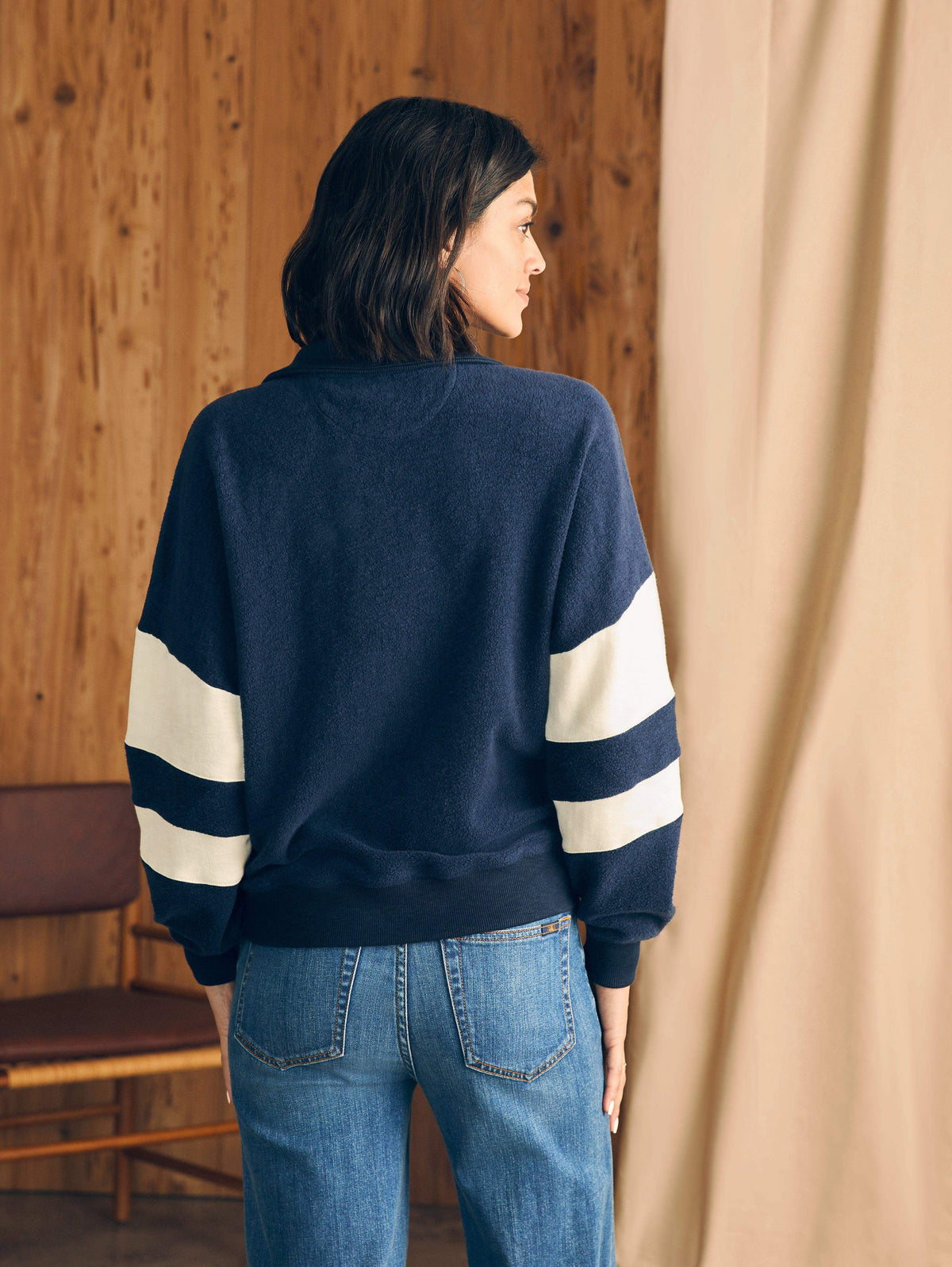 Beach Fleece Quarter Zip - Navy Multi