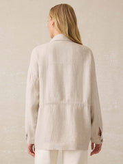 Twill Linen Utility Jacket - Flax