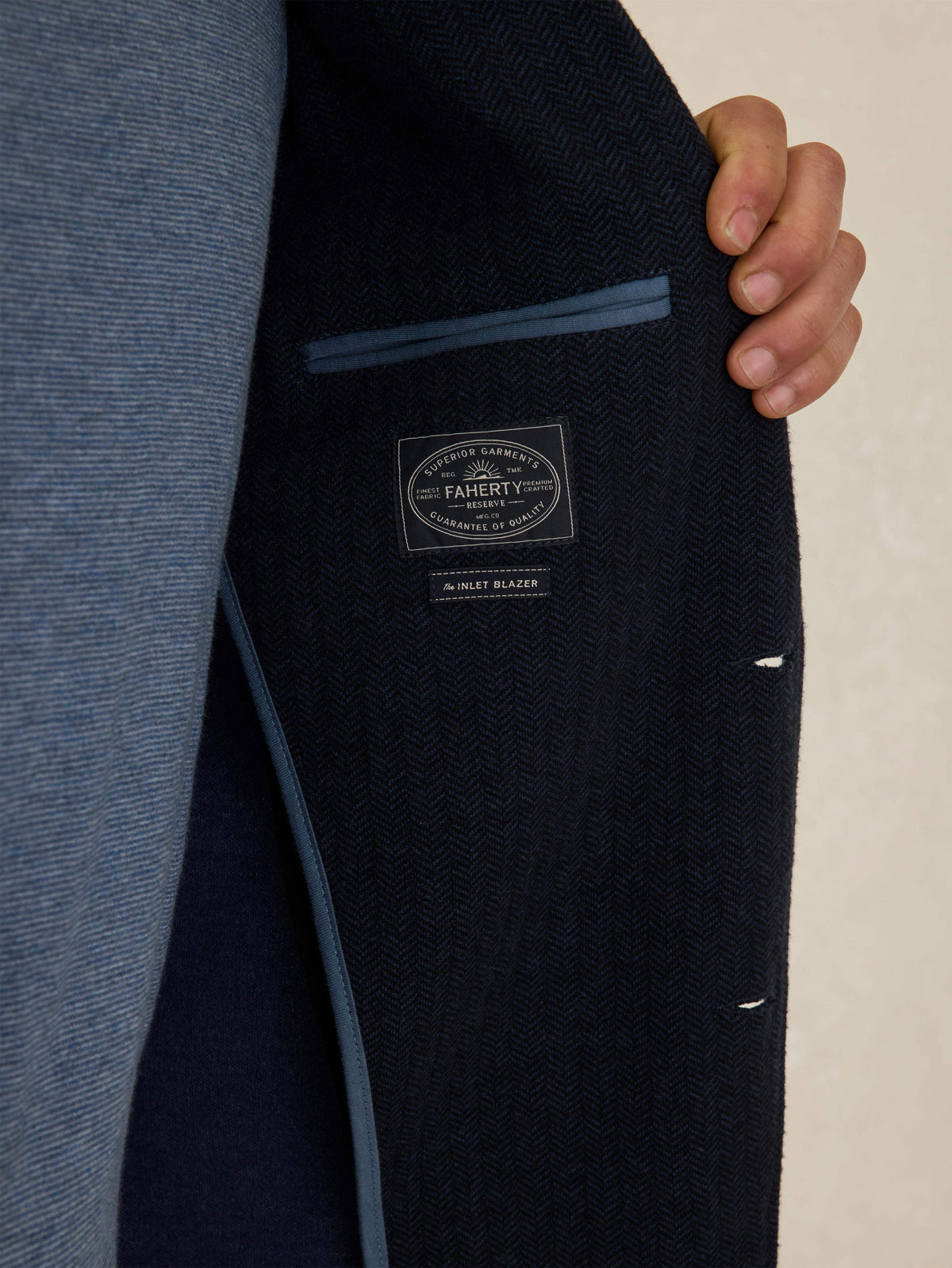 Inlet Knit Tweed Blazer - Navy Twilight Herringbone