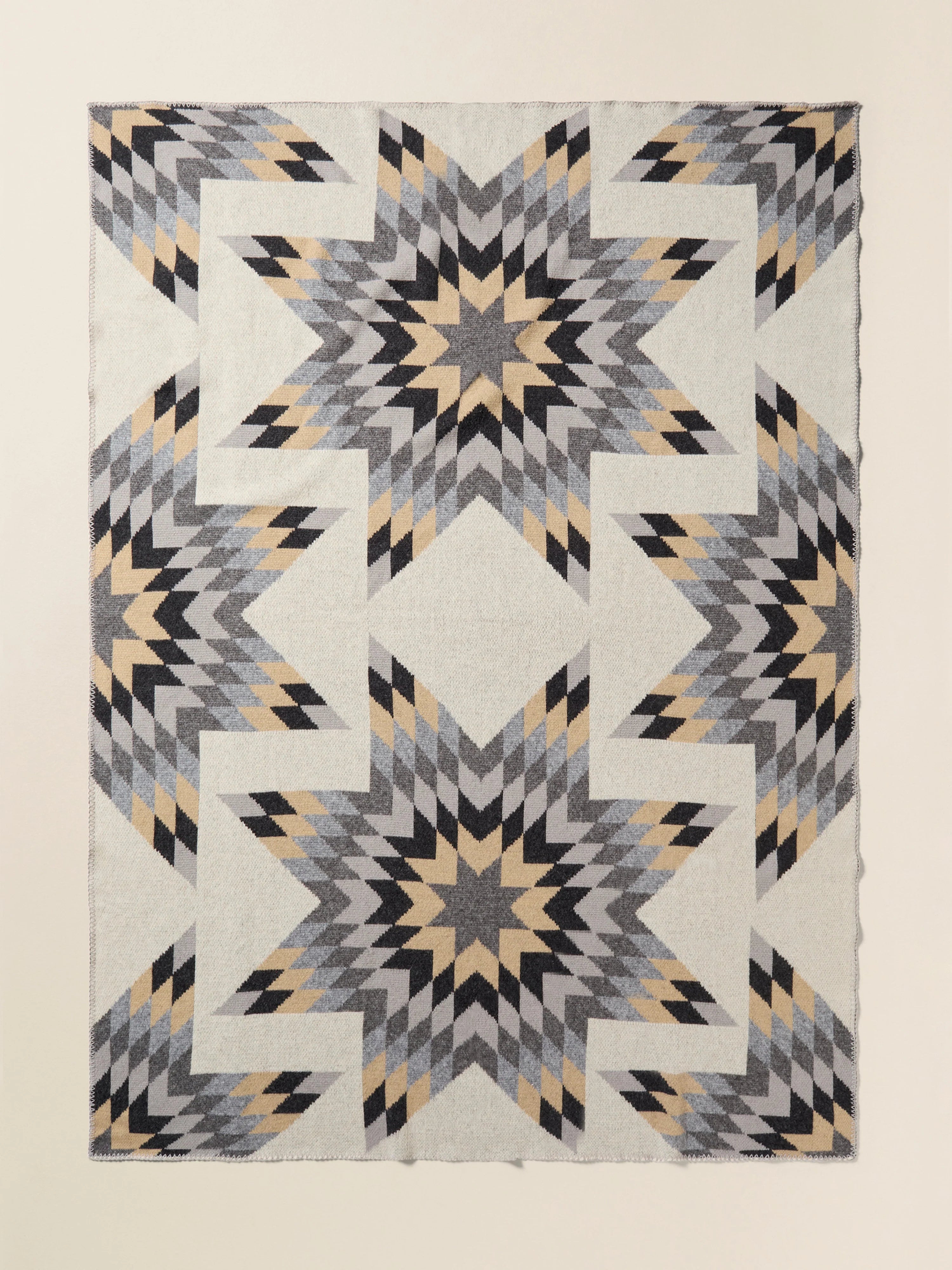 B. Yellowtail Star Patchwork Blanket - Grey Star Patchwork
