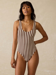 Wavebreak One Piece - Mini Cocoa Stripe