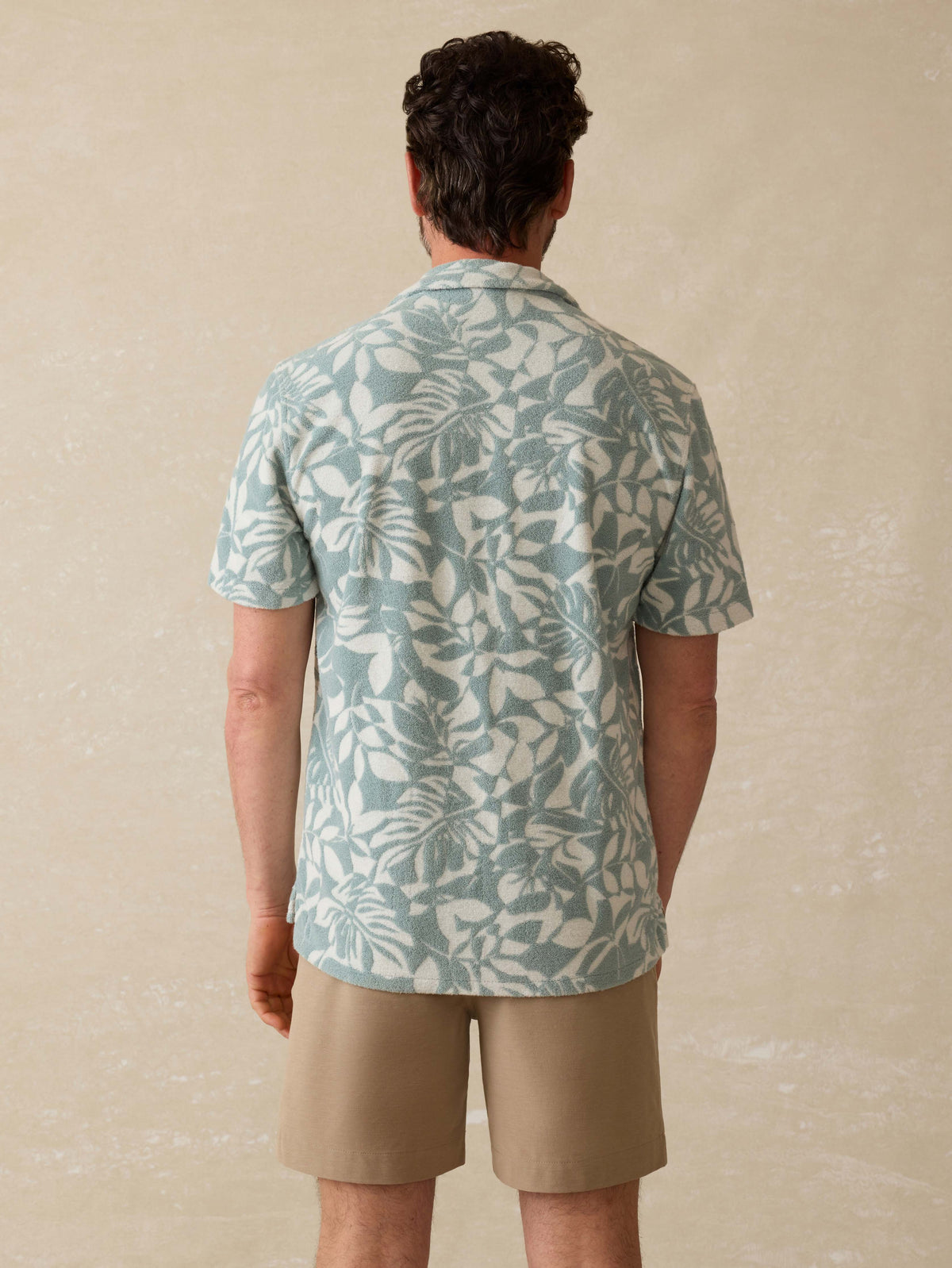 Short-Sleeve Cabana Towel Terry Shirt - Poolside Foliage Teal
