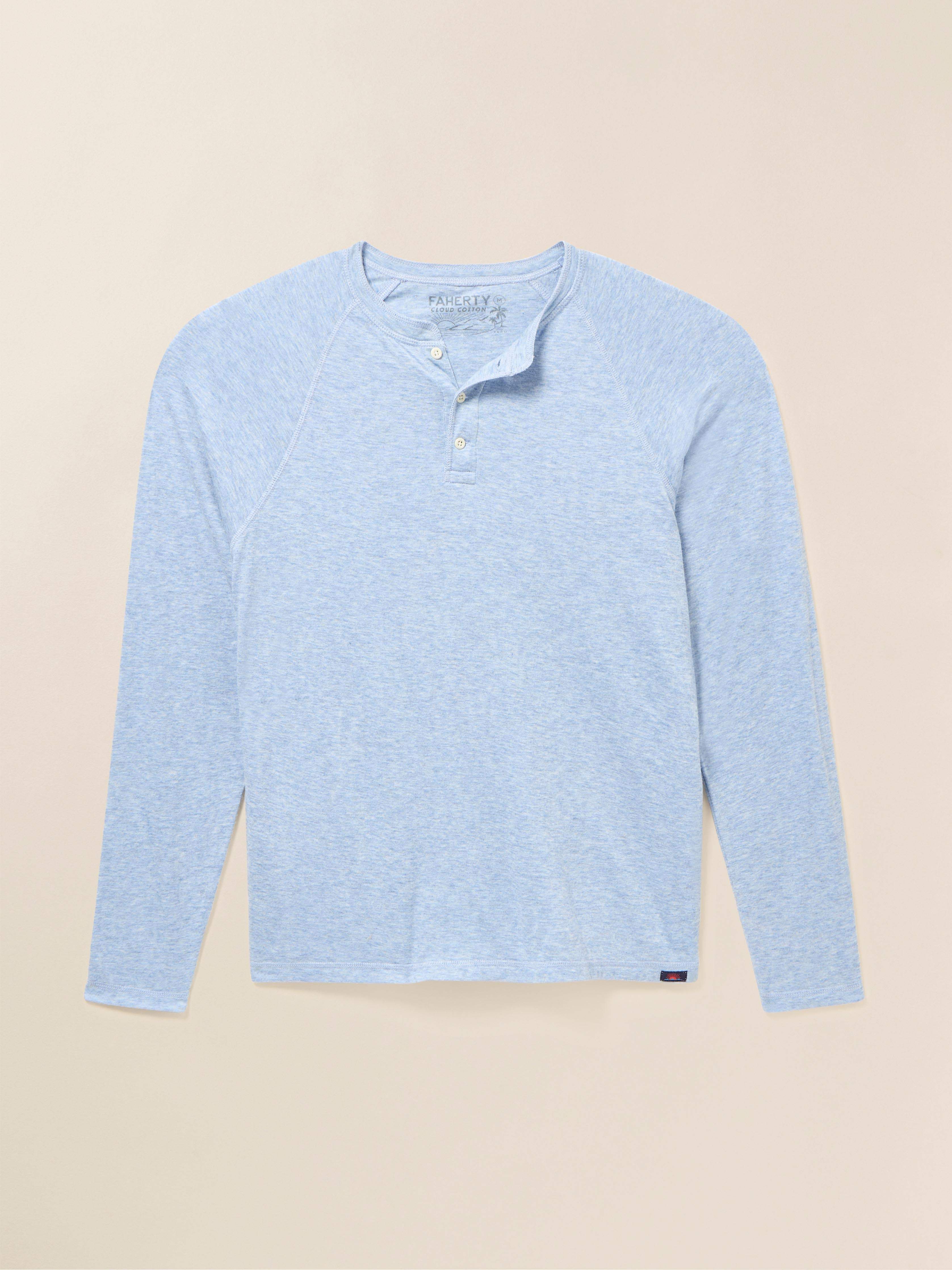 Long-Sleeve Cloud Henley (Tall) - Light Blue Heather