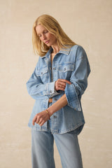 Linen Denim Jacket - Summer Seas Wash