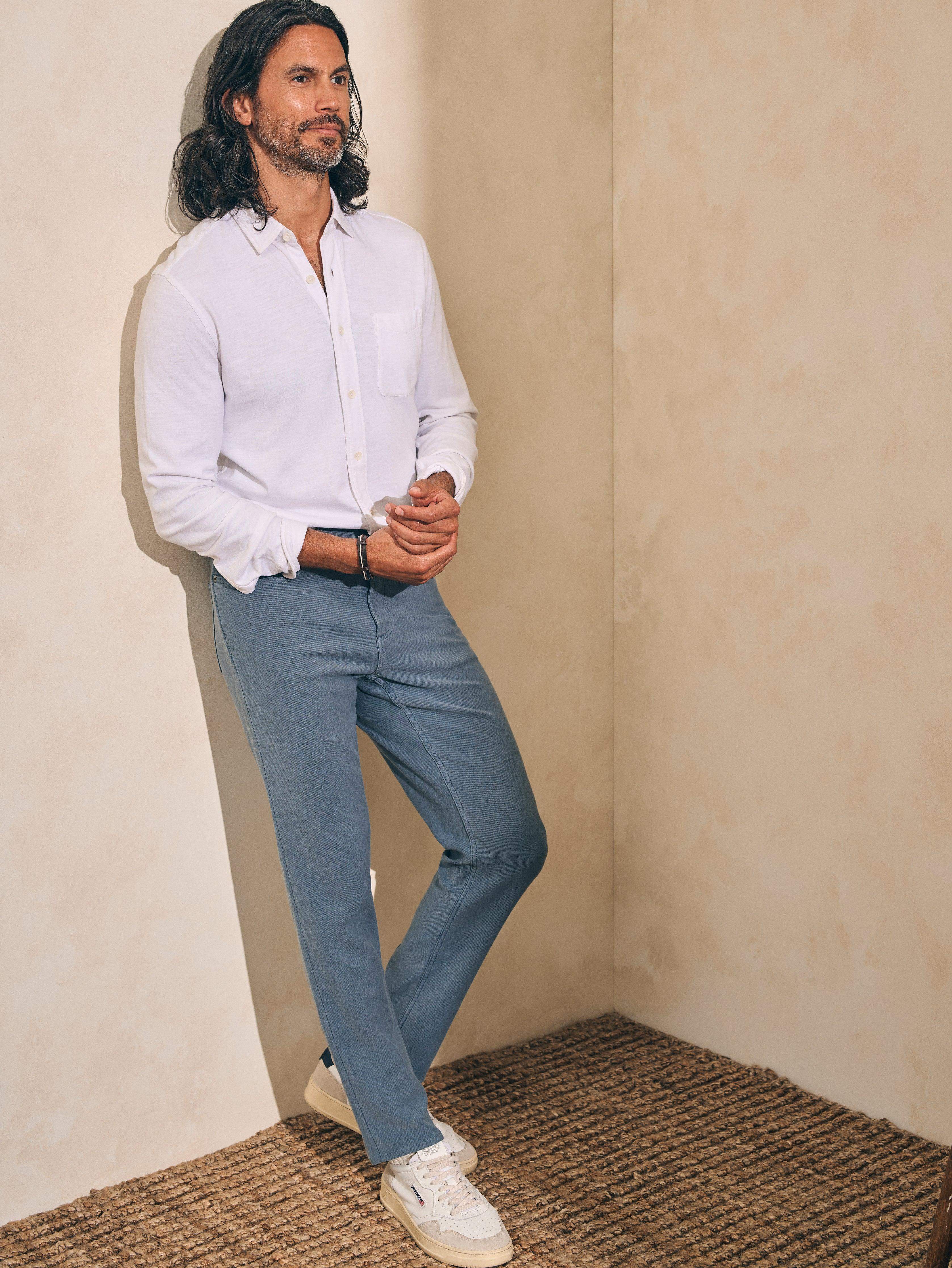 Sunwashed Knit Shirt (Single Pocket) (Tall) - White