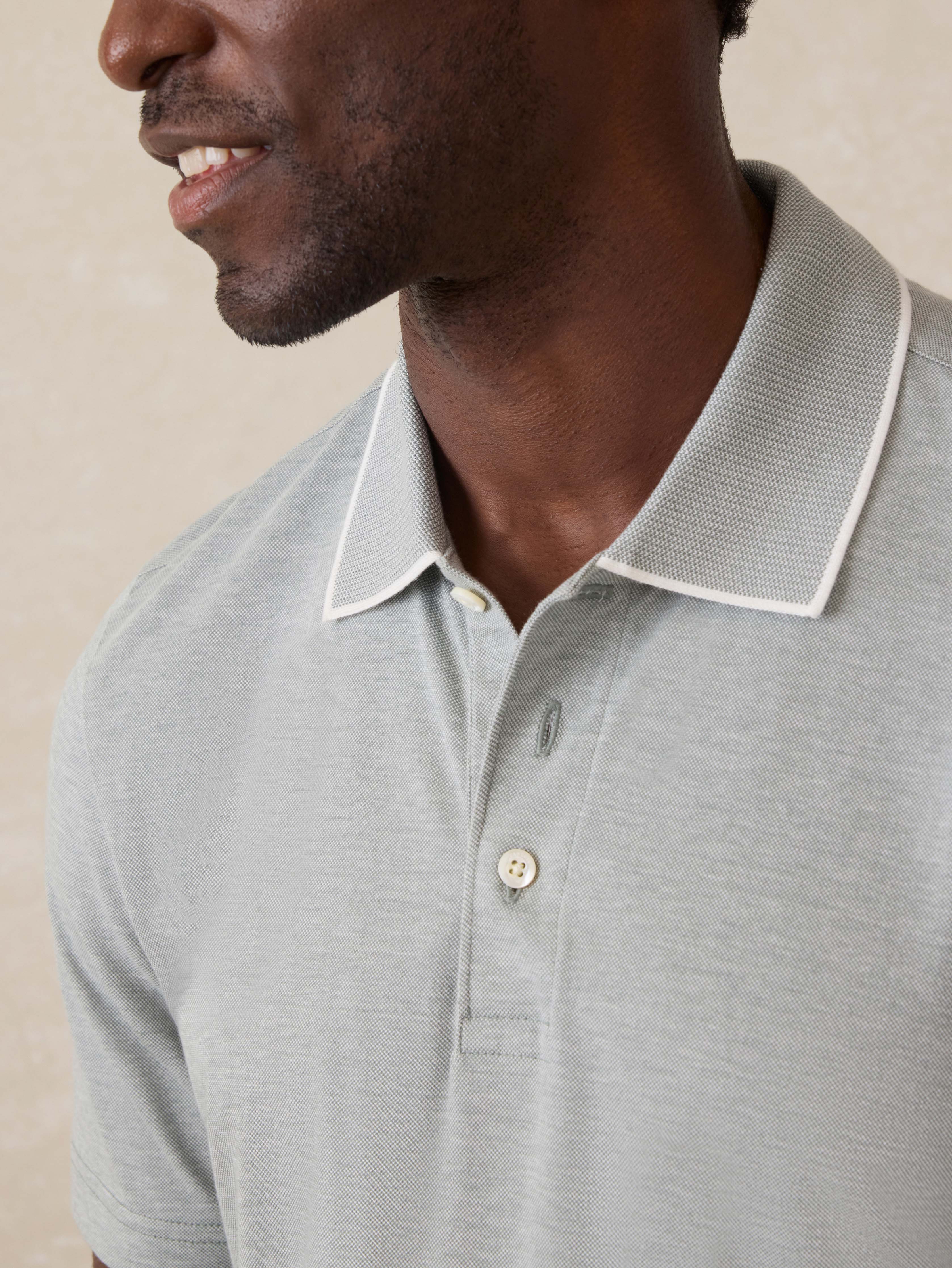 Short-Sleeve Movement Pique Polo - Moss Stone Melange