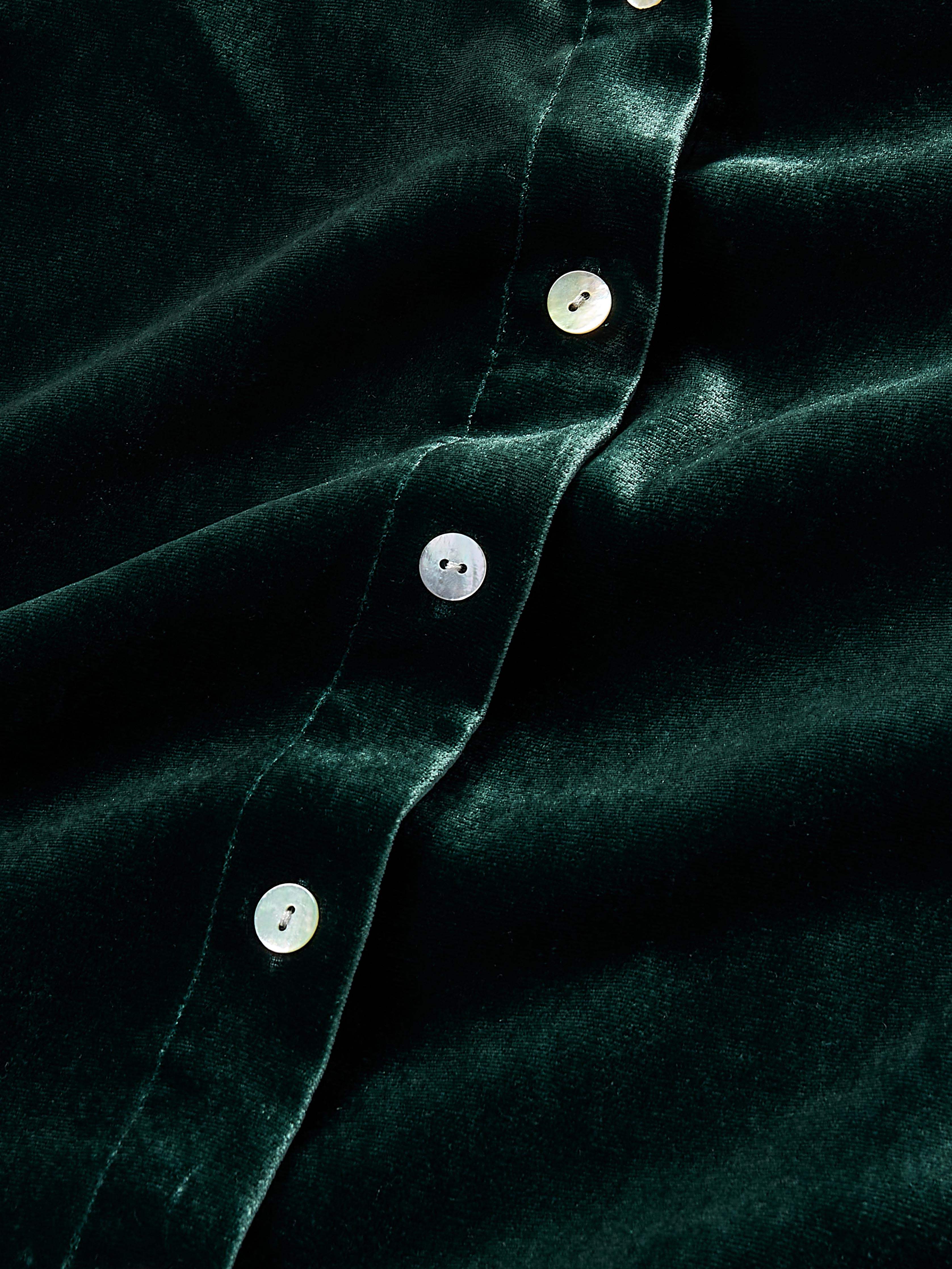 Stretch Silk Velvet Genevieve Shirt - Sea Moss