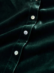 Stretch Silk Velvet Genevieve Shirt - Sea Moss