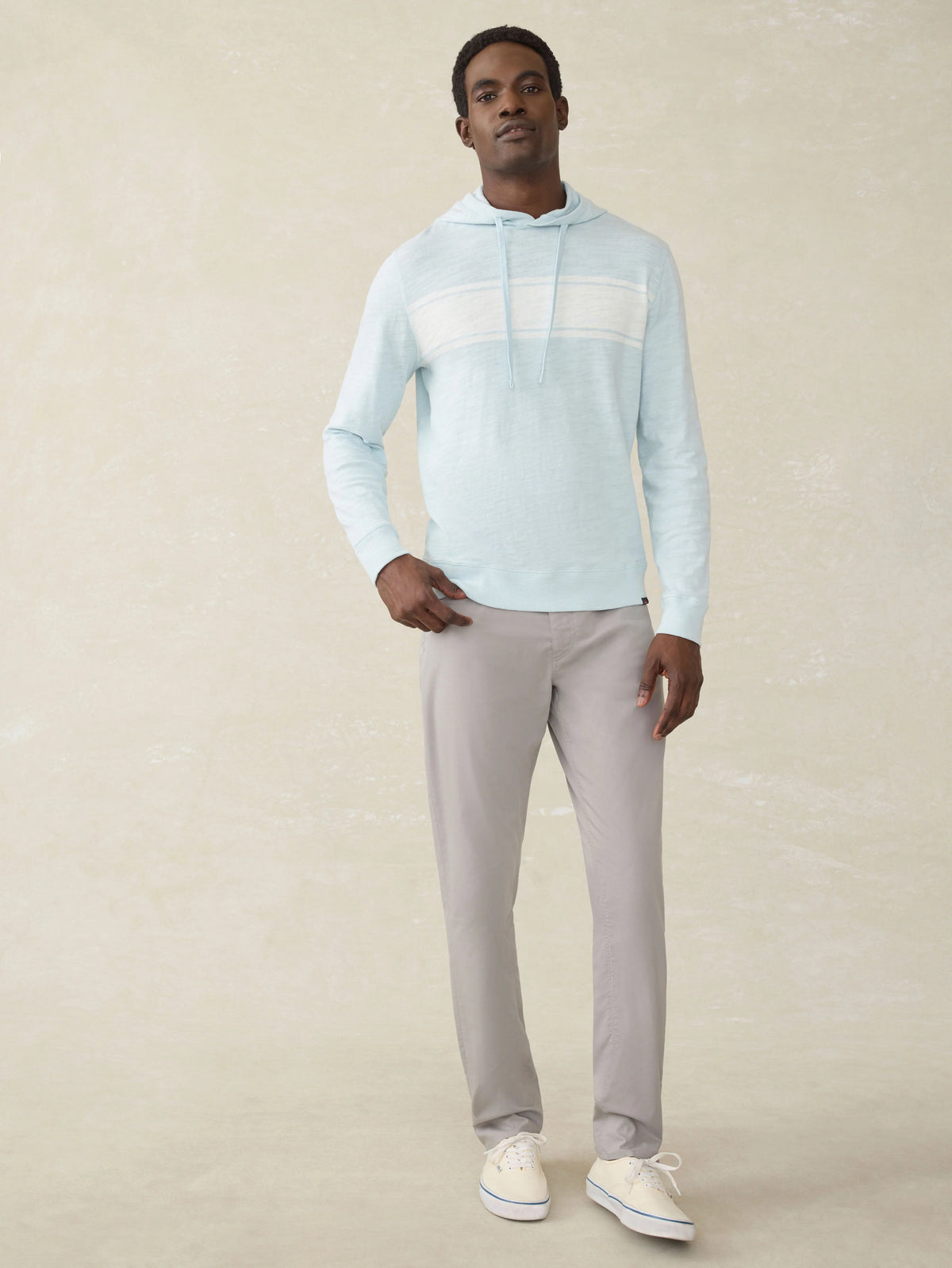 Sunwashed Slub Hoodie - Sky Surf Stripe
