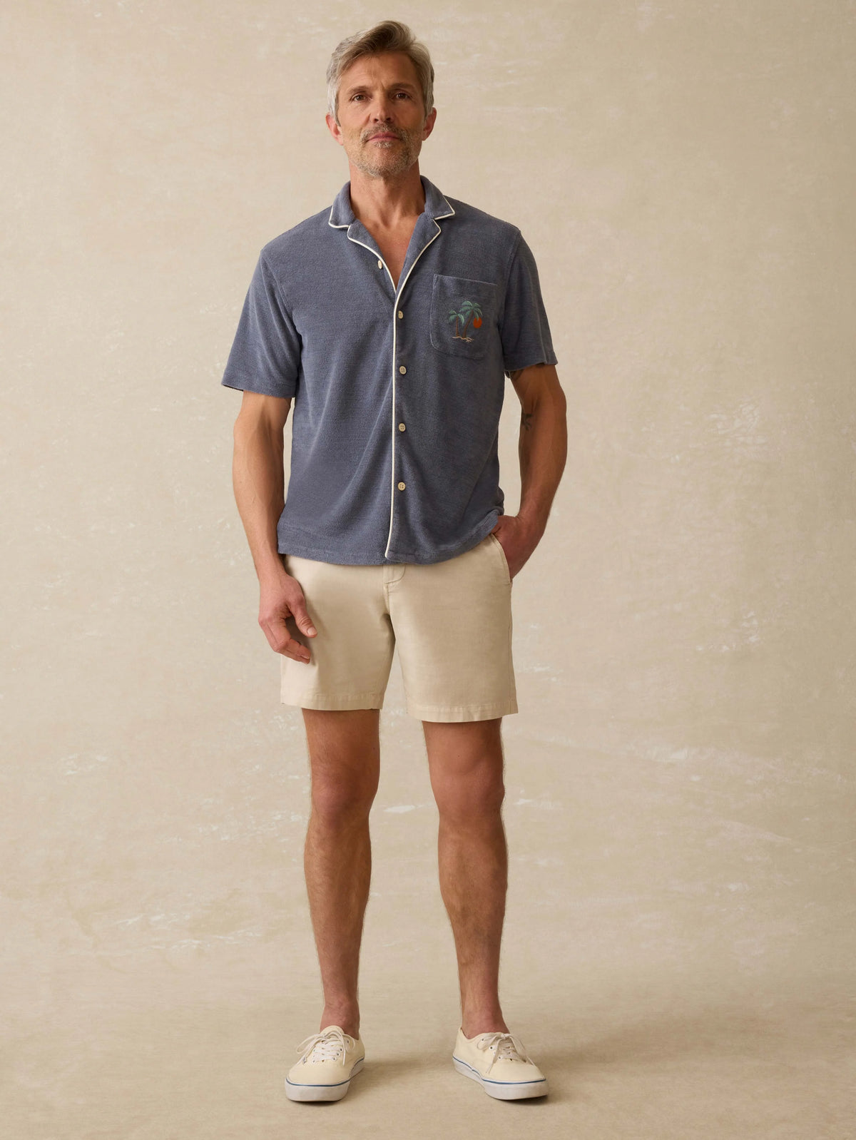 Short-Sleeve Cabana Towel Terry Shirt - Eastern Storm