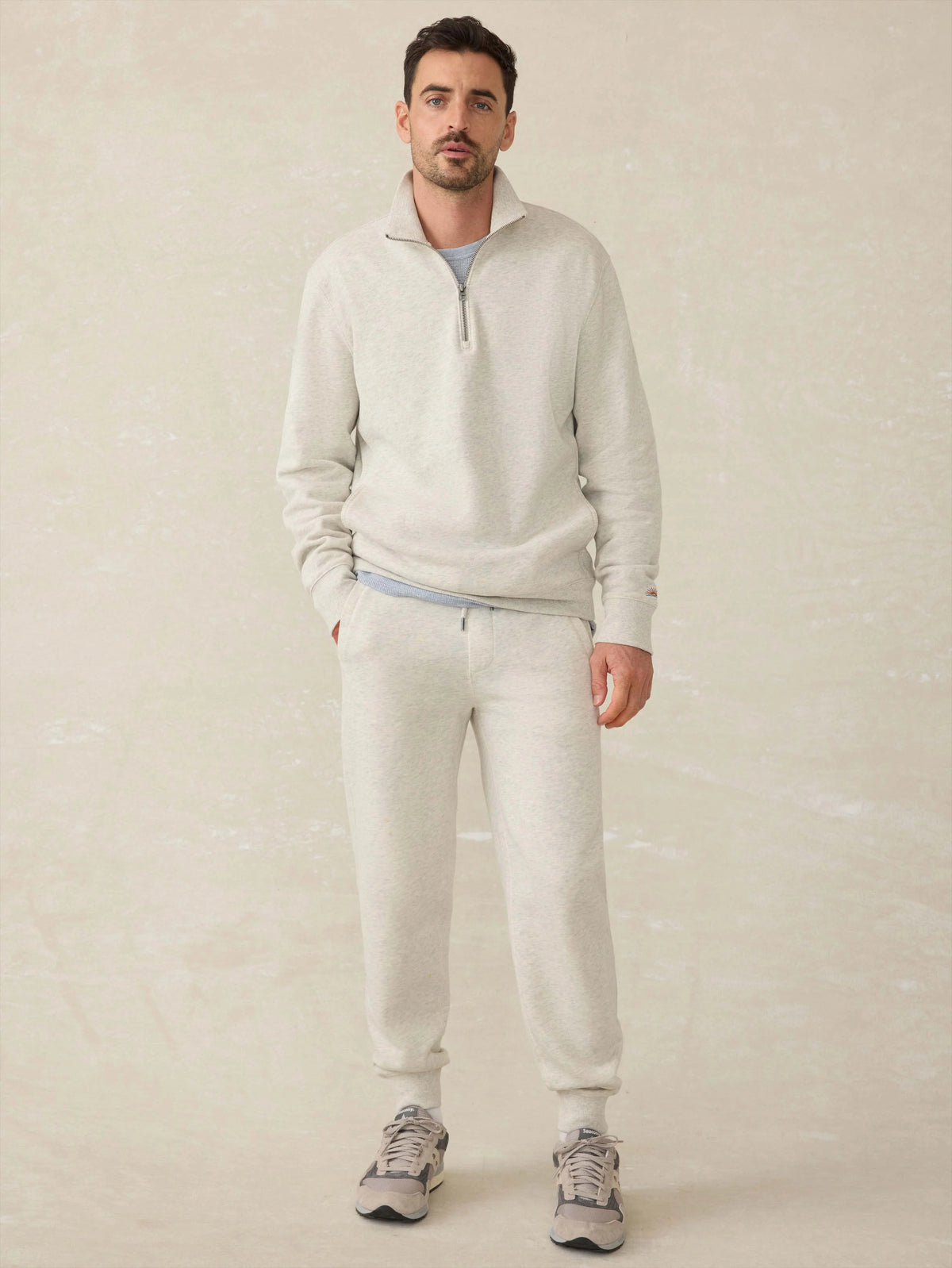 High Standard Fleece Quarter Zip - Antique Ivory Heather