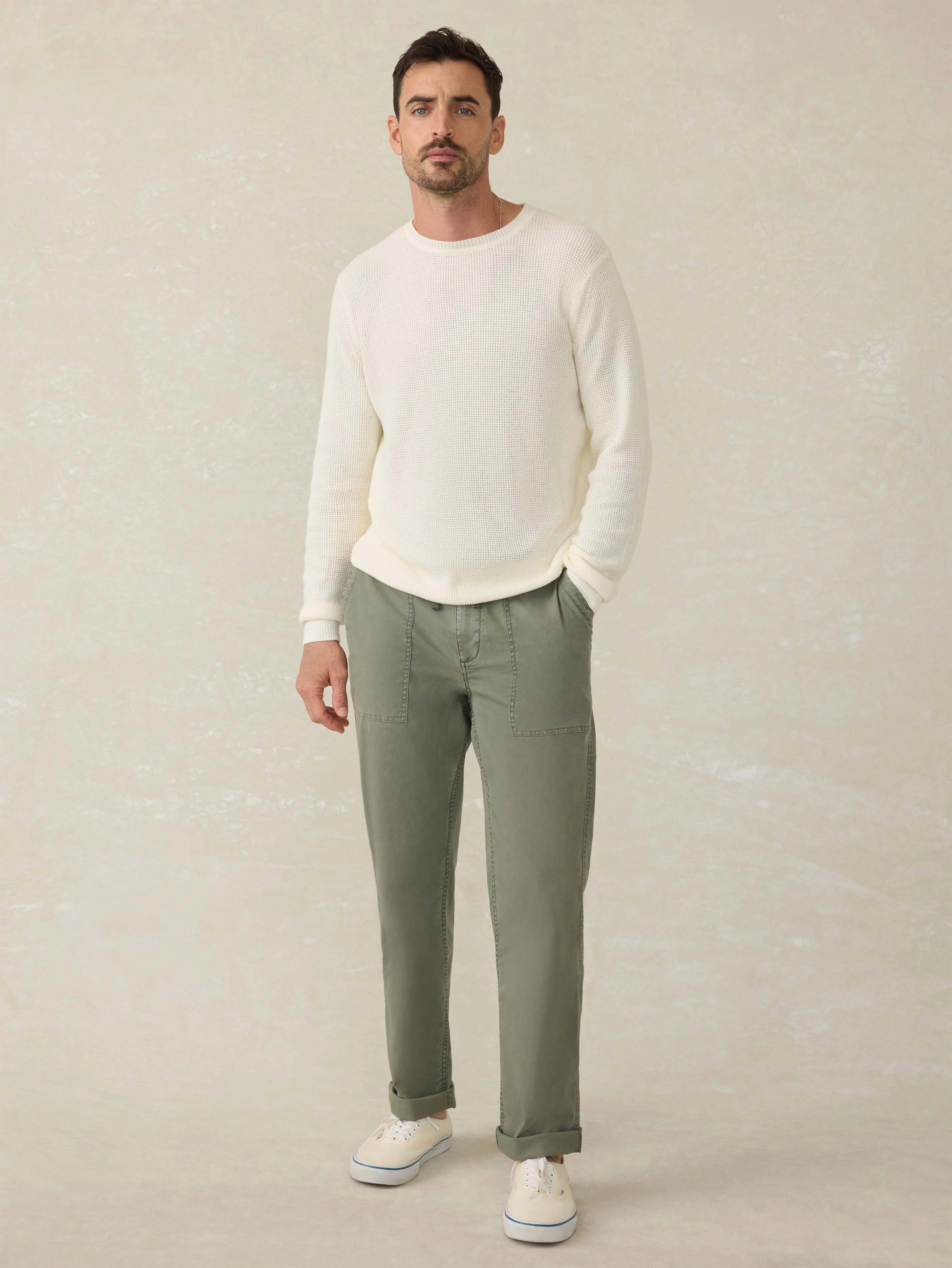 Sunwashed Crewneck Sweater - White Shell