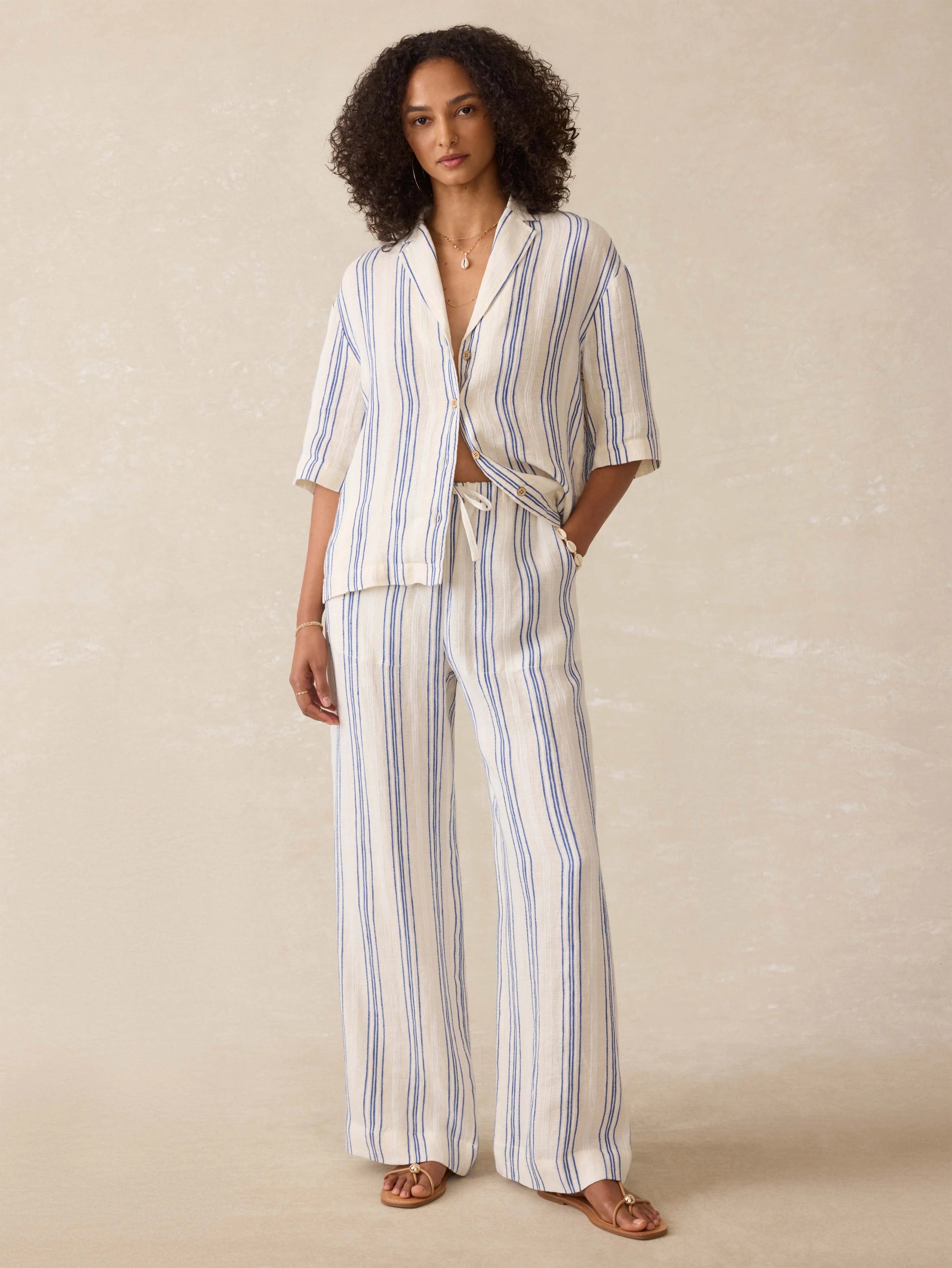 Laidback Palma Linen Pant - Sail Away Stripe