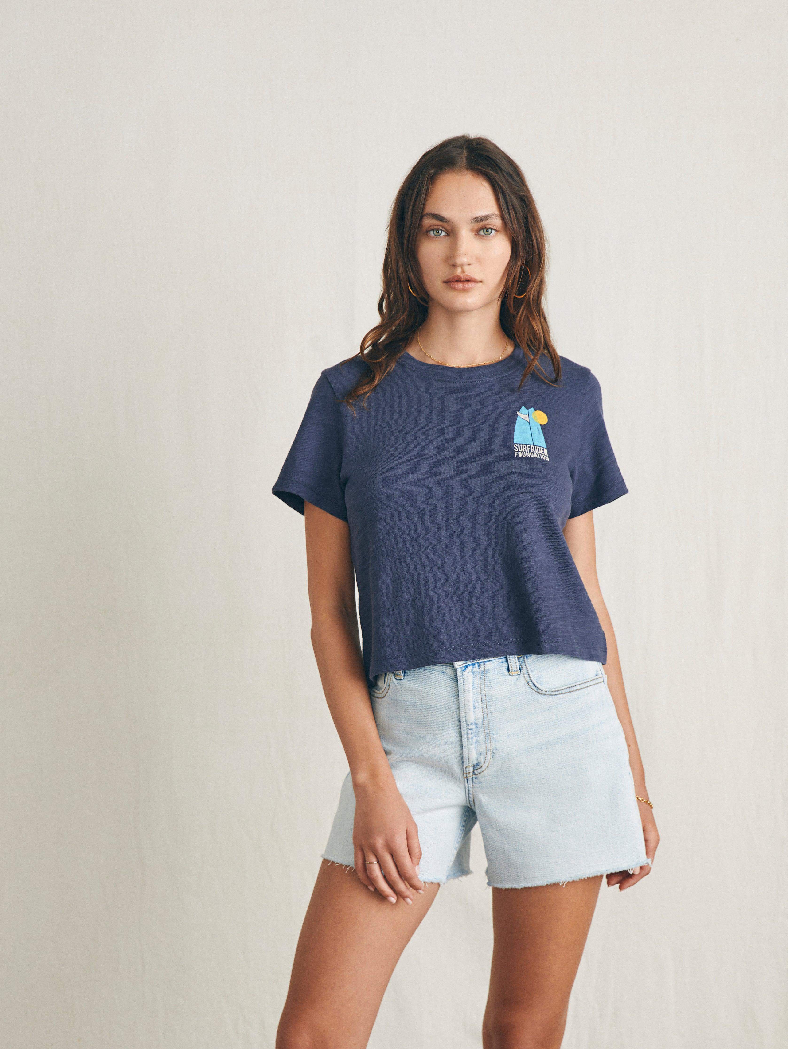 Surfrider Sunwashed Cropped Tee - Dune Navy