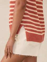 Miramar Linen Sweater Tank - Sandstone Stripe