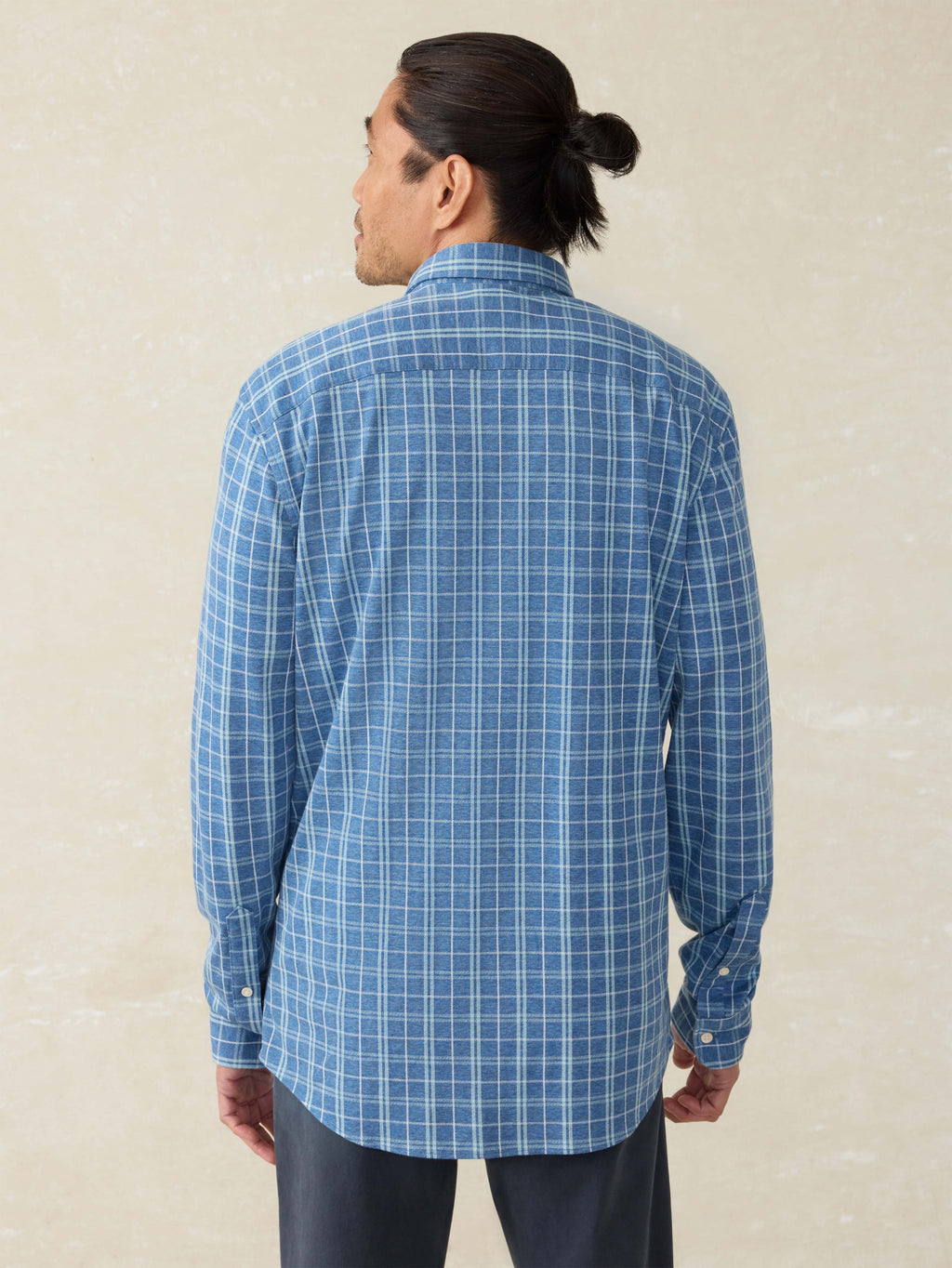Coastline Knit Shirt - Ocean Sky Plaid