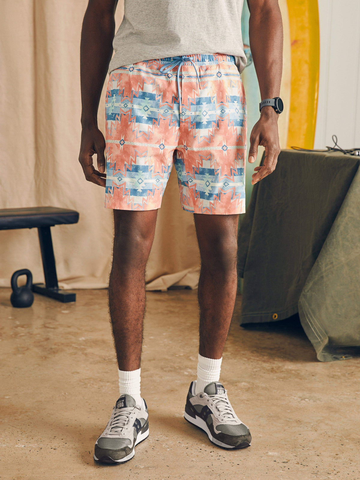 Doug Good Feather Shorelite Active Swim Short (7" Inseam) - Water Color Star Nation