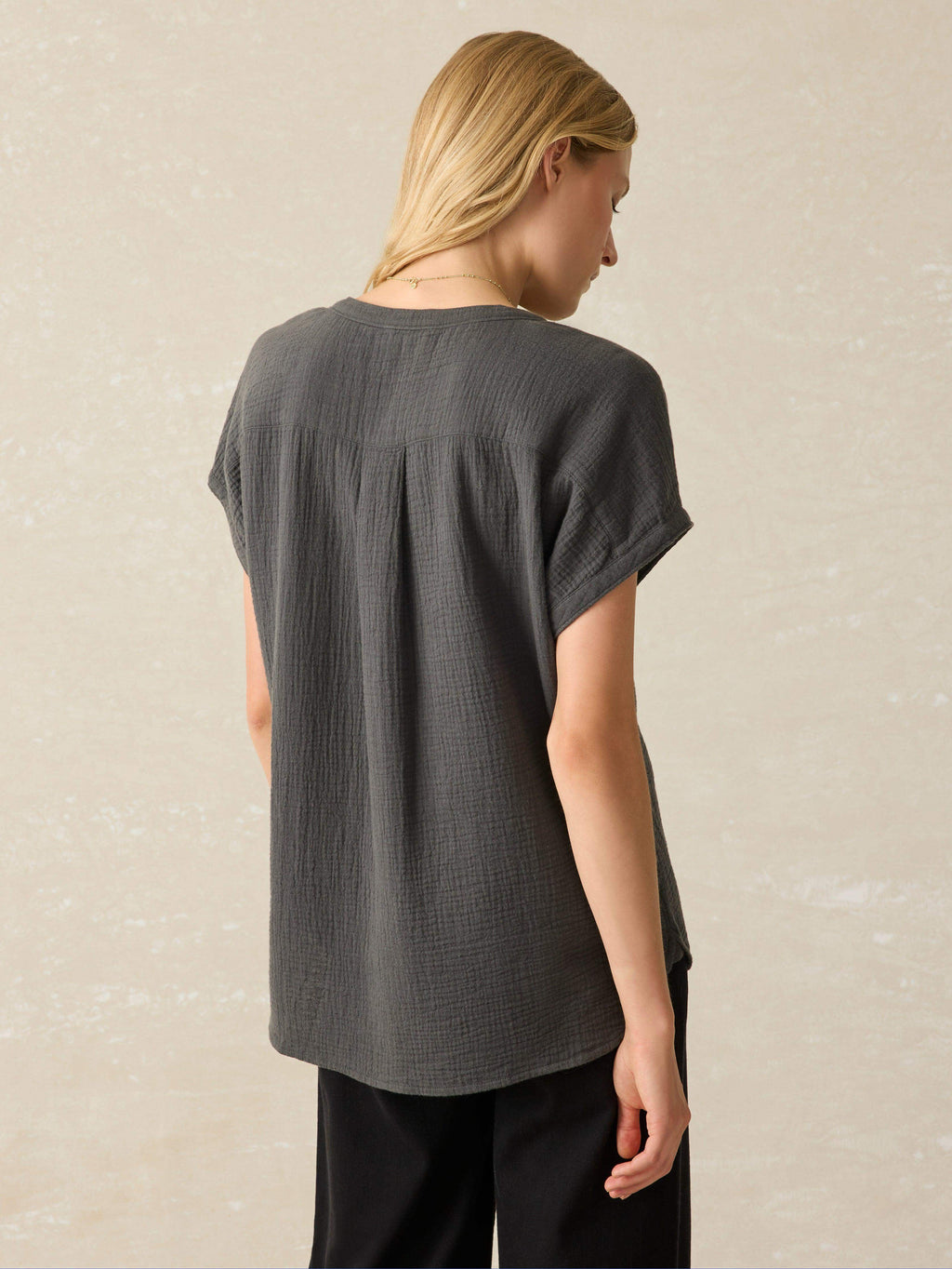 Dream Cotton Gauze Desmond Blouse - Washed Black