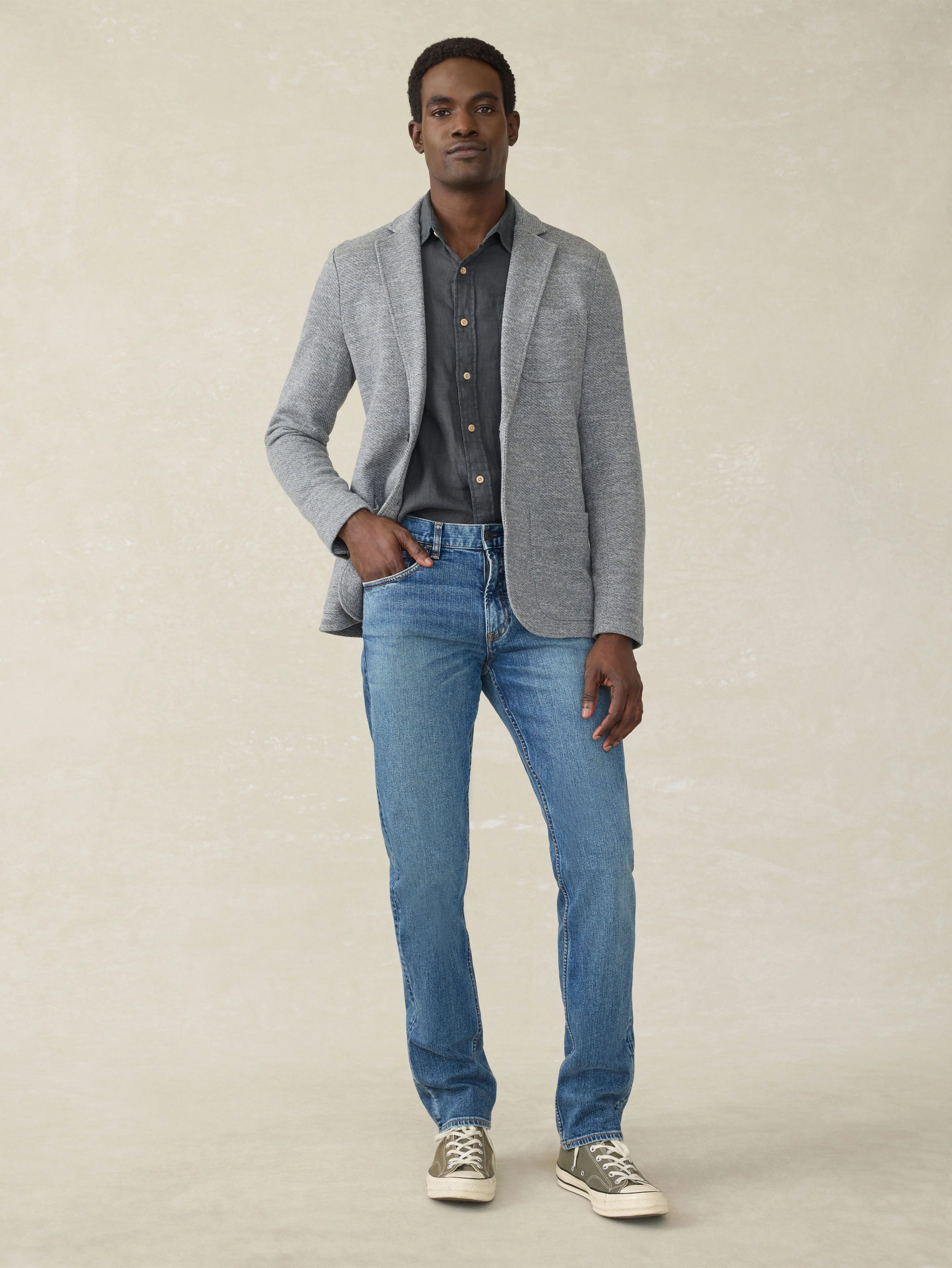 Inlet Knit Blazer - Medium Grey Melange