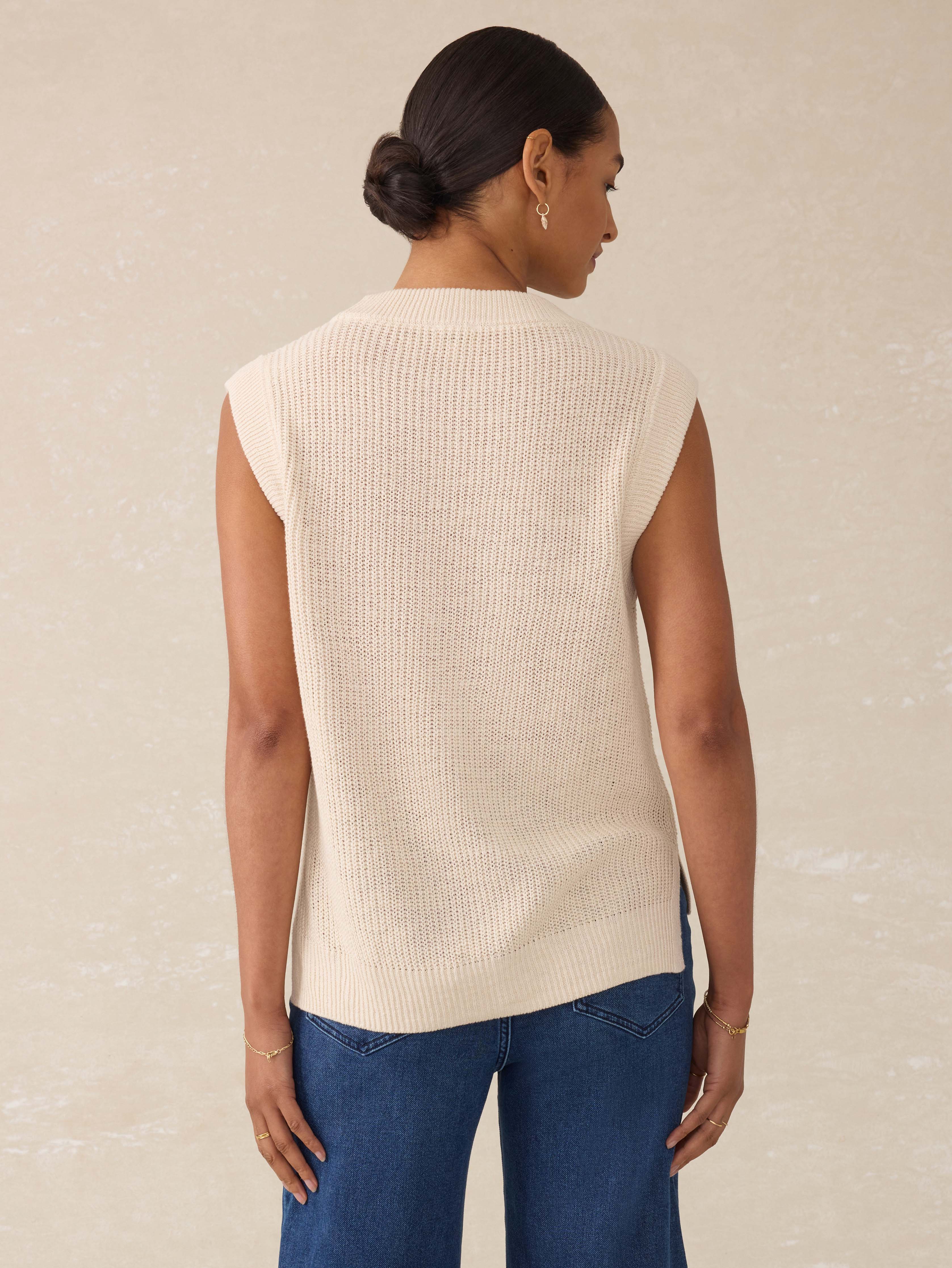 Miramar Linen Sweater Tank - Summer Sand