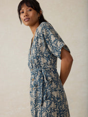 Dune Cotton Gauze Camille Midi Dress - Tranquil Tides Print