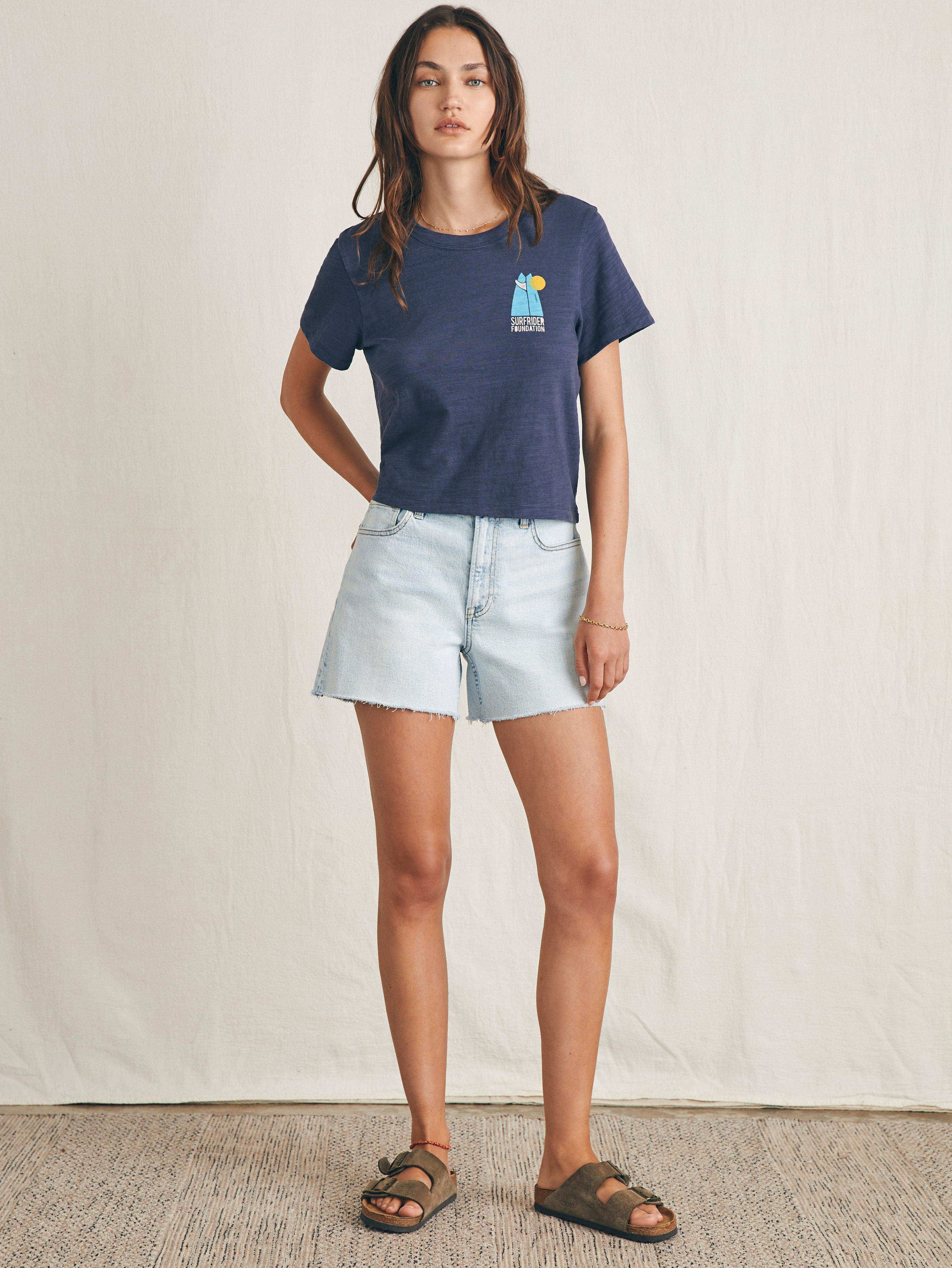 Surfrider Sunwashed Cropped Tee - Dune Navy
