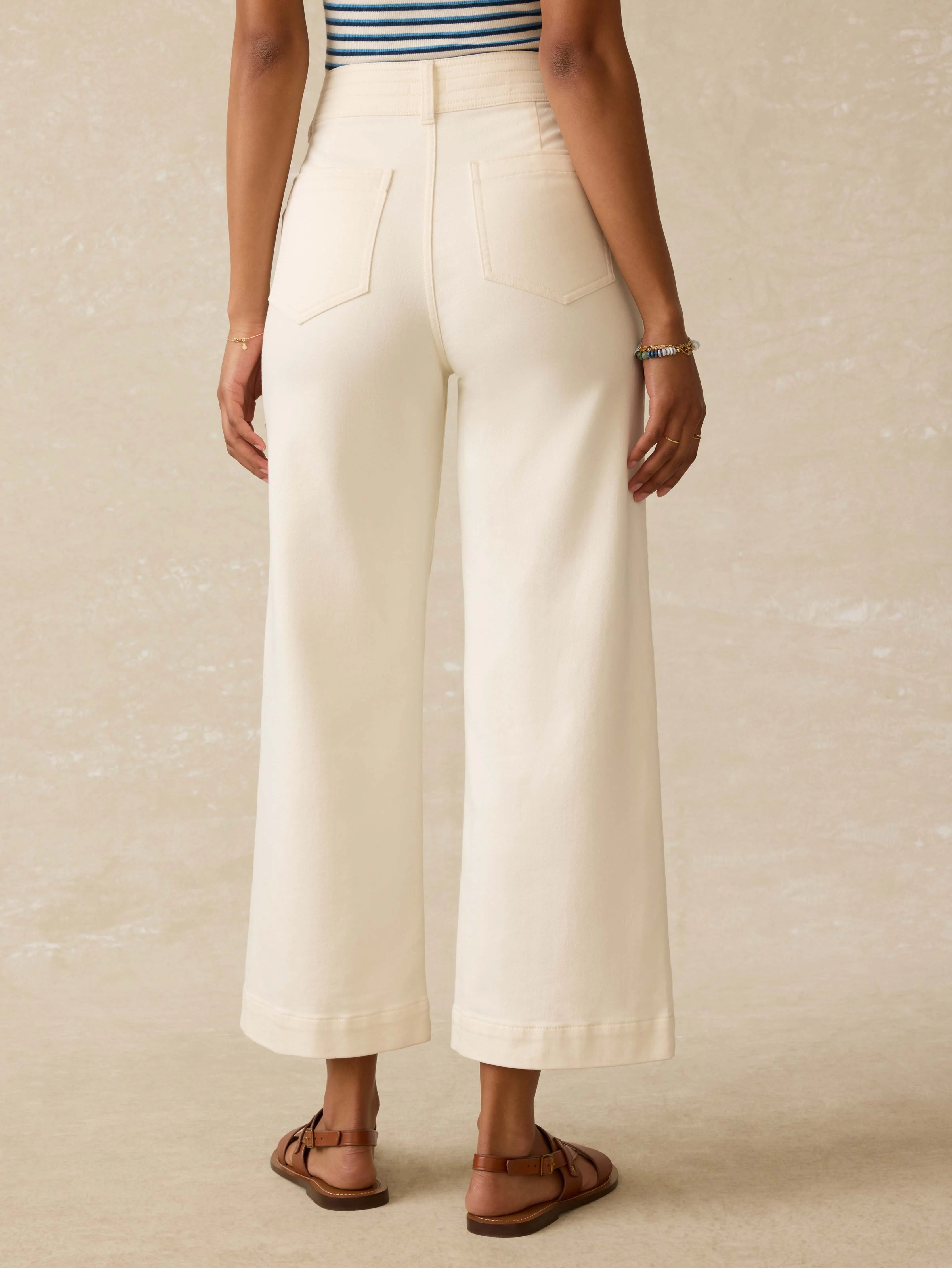 Stretch Terry Harbor Ankle Pant - Egret