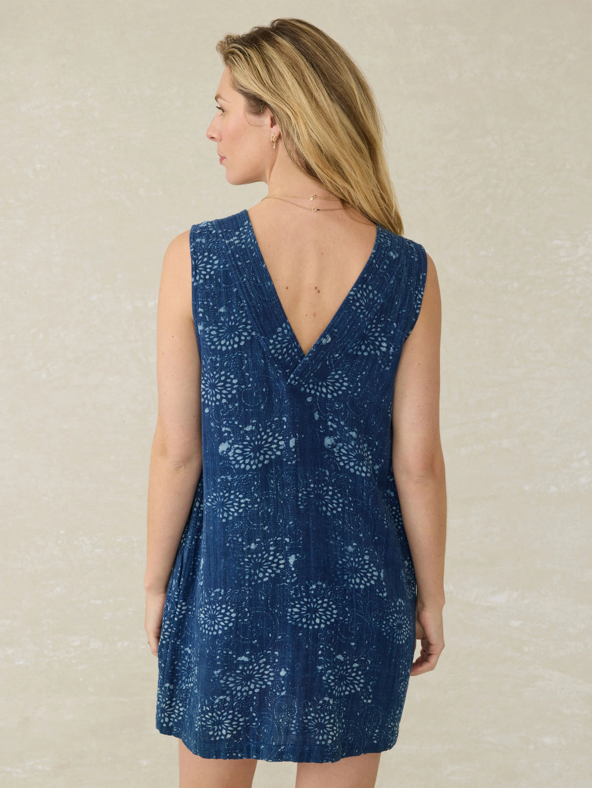 Dune Cotton Gauze Azure Dress - Indigo Isle Print