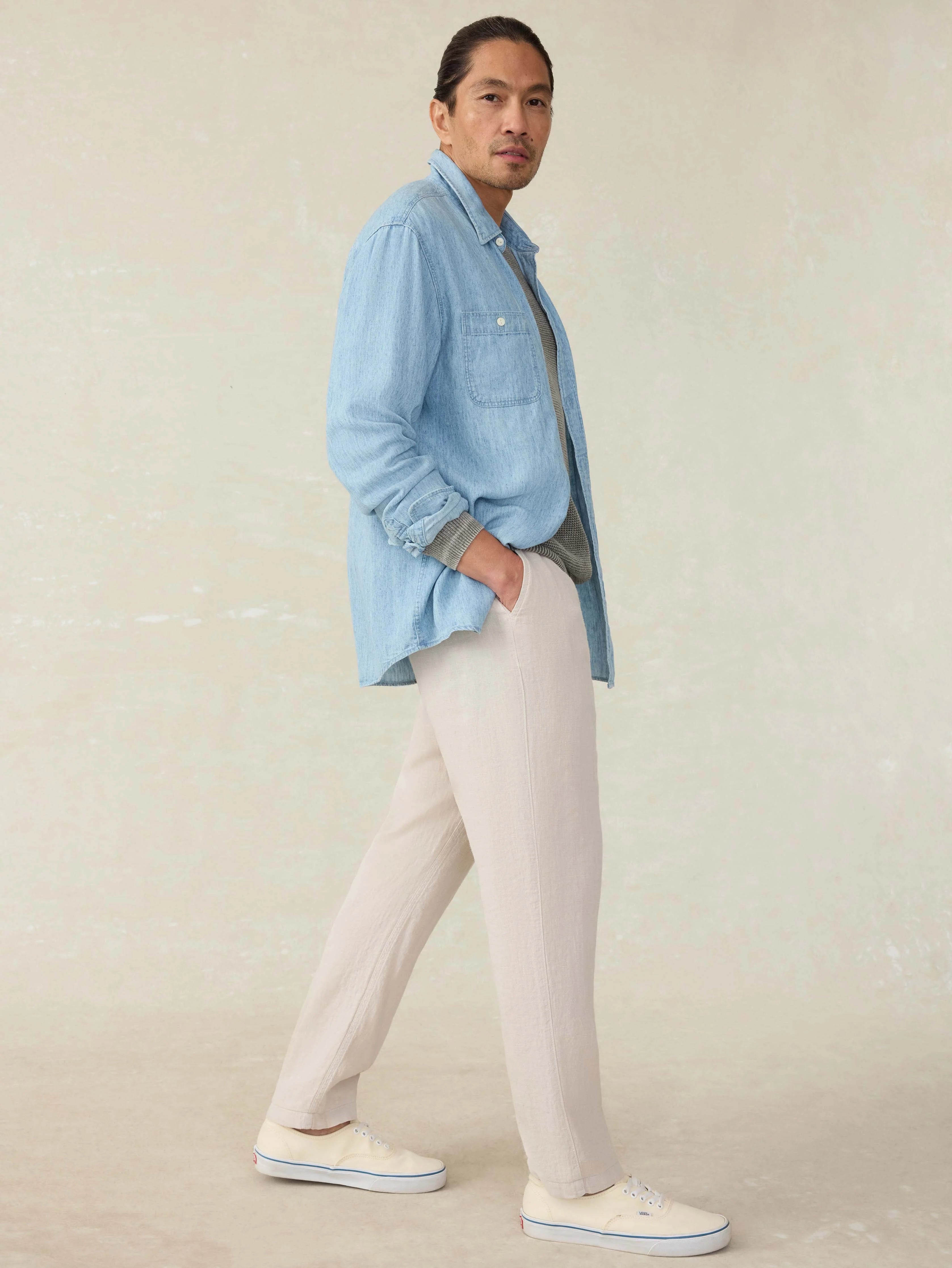 Linen Drawstring Pant - Weathered Sand