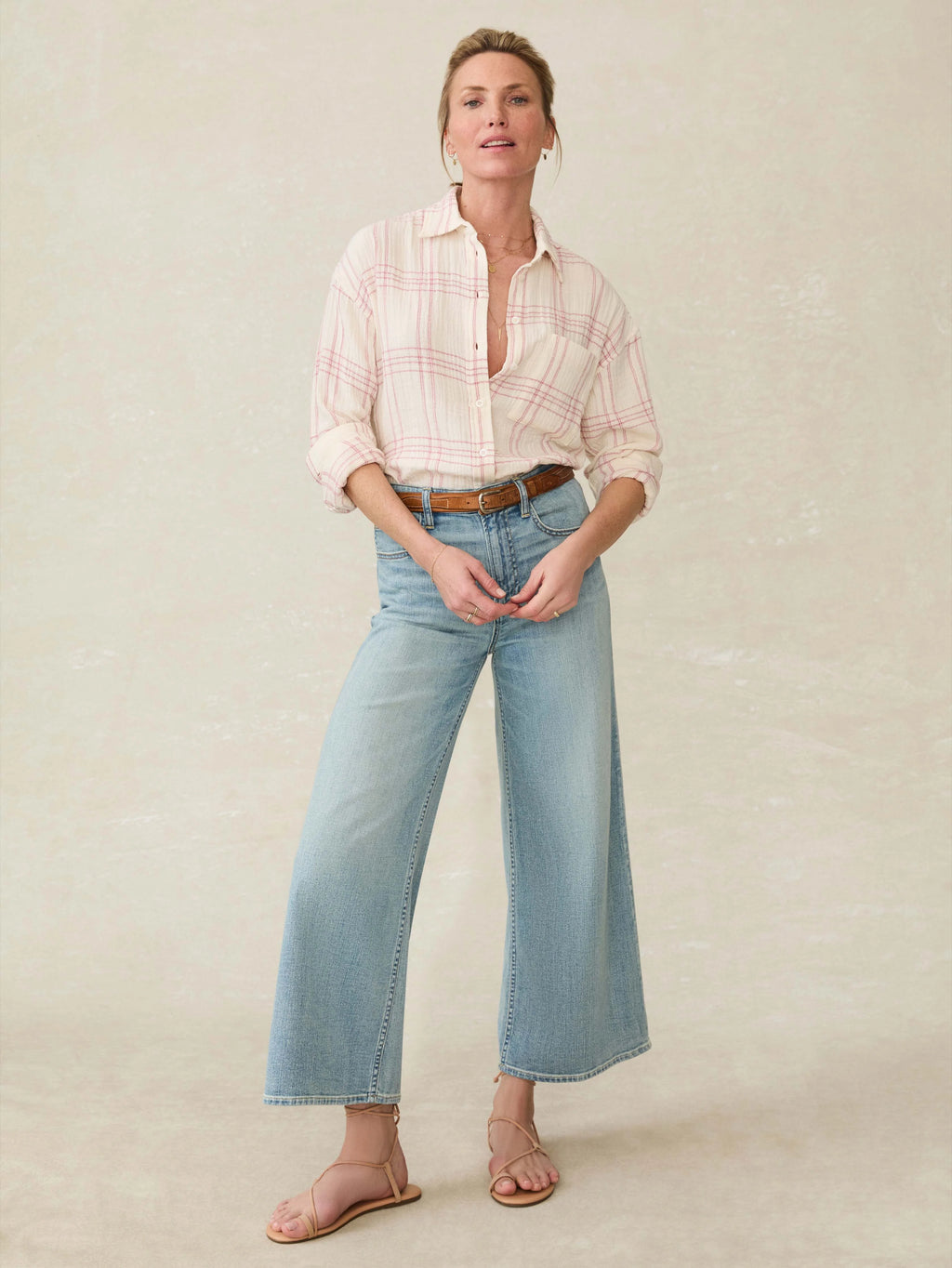 Dune Cotton Gauze Relaxed Shirt - Rose Cove Plaid