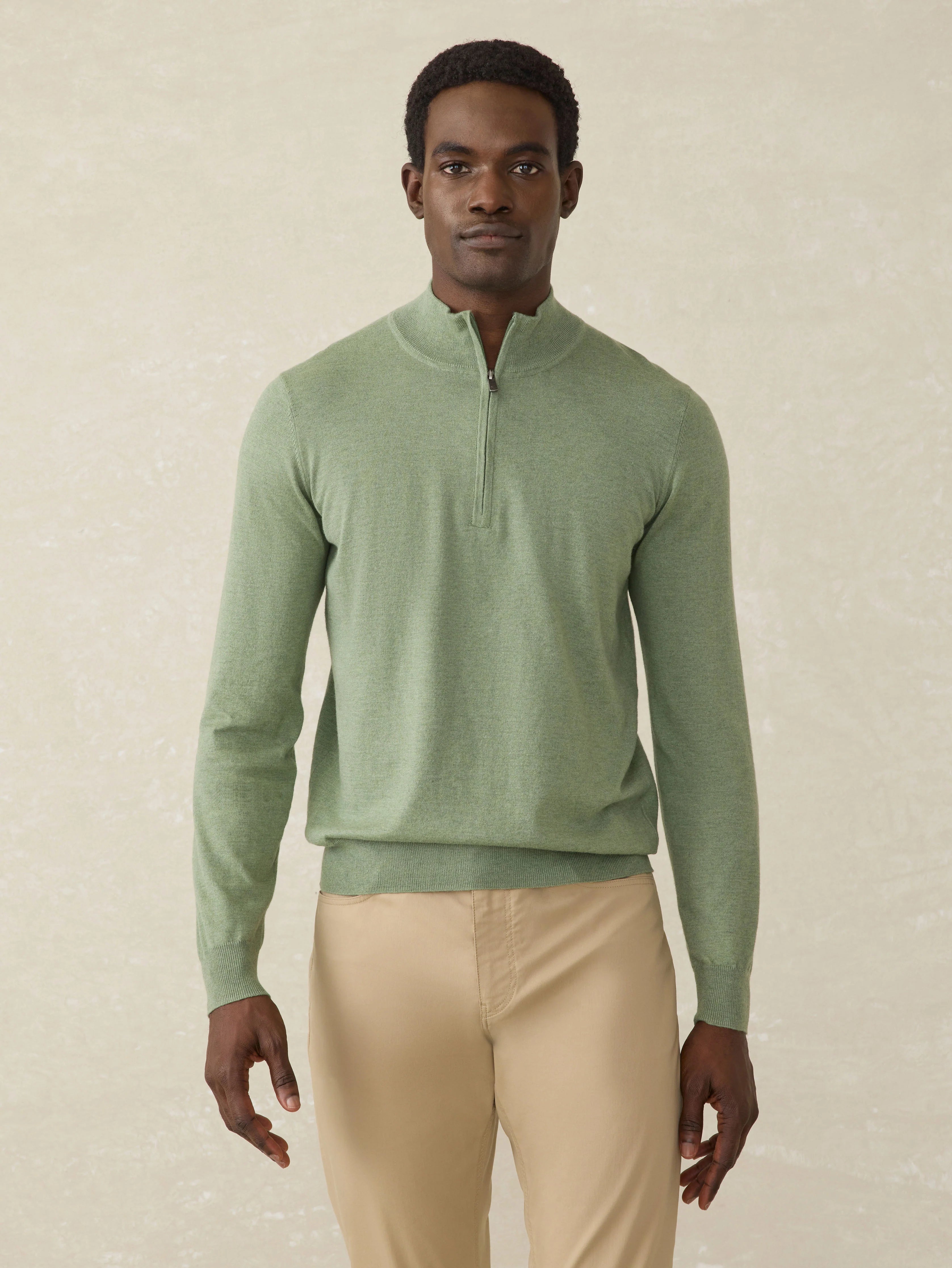 Movement™ Quarter Zip Sweater - Faded Leaf Melange