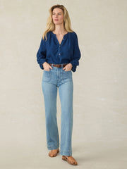 Tried \u0026 True Easton Blouse - Deep Lagoon Wash