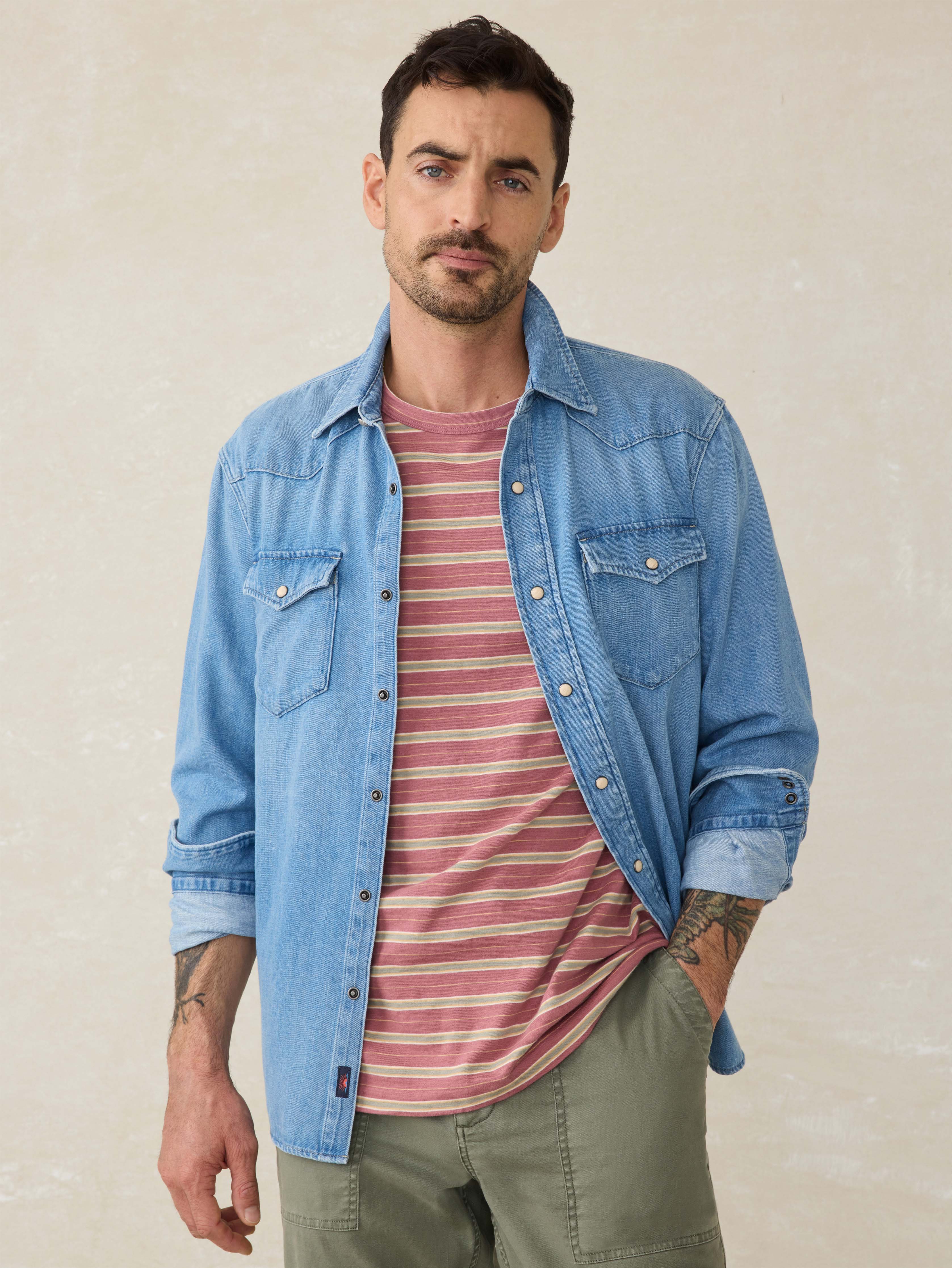 Sunwashed Tee - Red Reef Stripe
