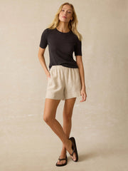Miramar Linen Mini Rib Tee - Washed Black
