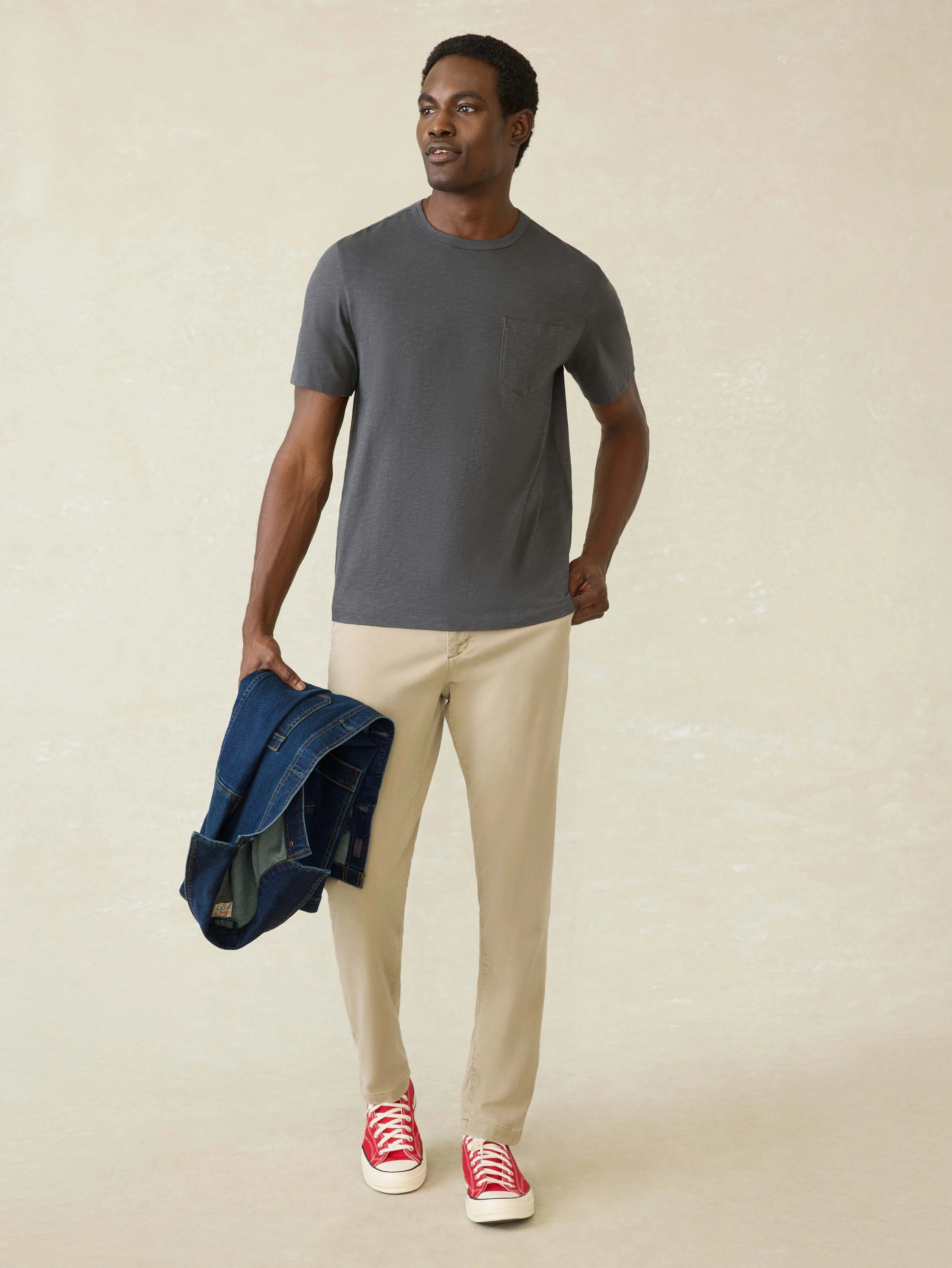 Sunwashed Regenerative Pocket Tee - Graphite