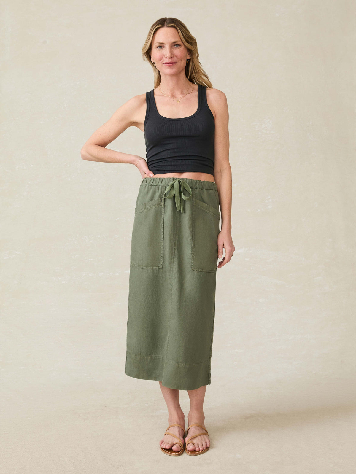 Topanga Drape Utility Skirt - Thyme