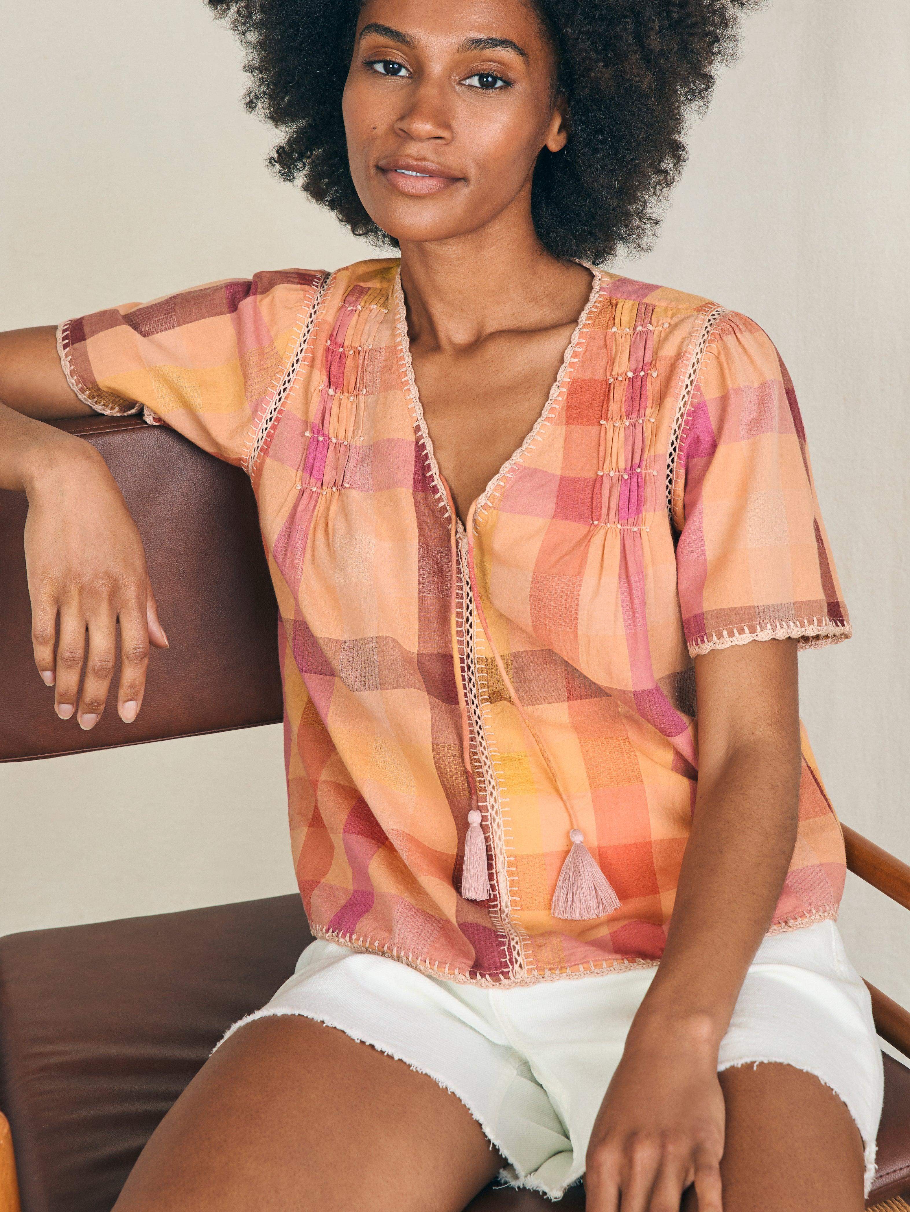 Margate Blouse - Sunset Desert Plaid