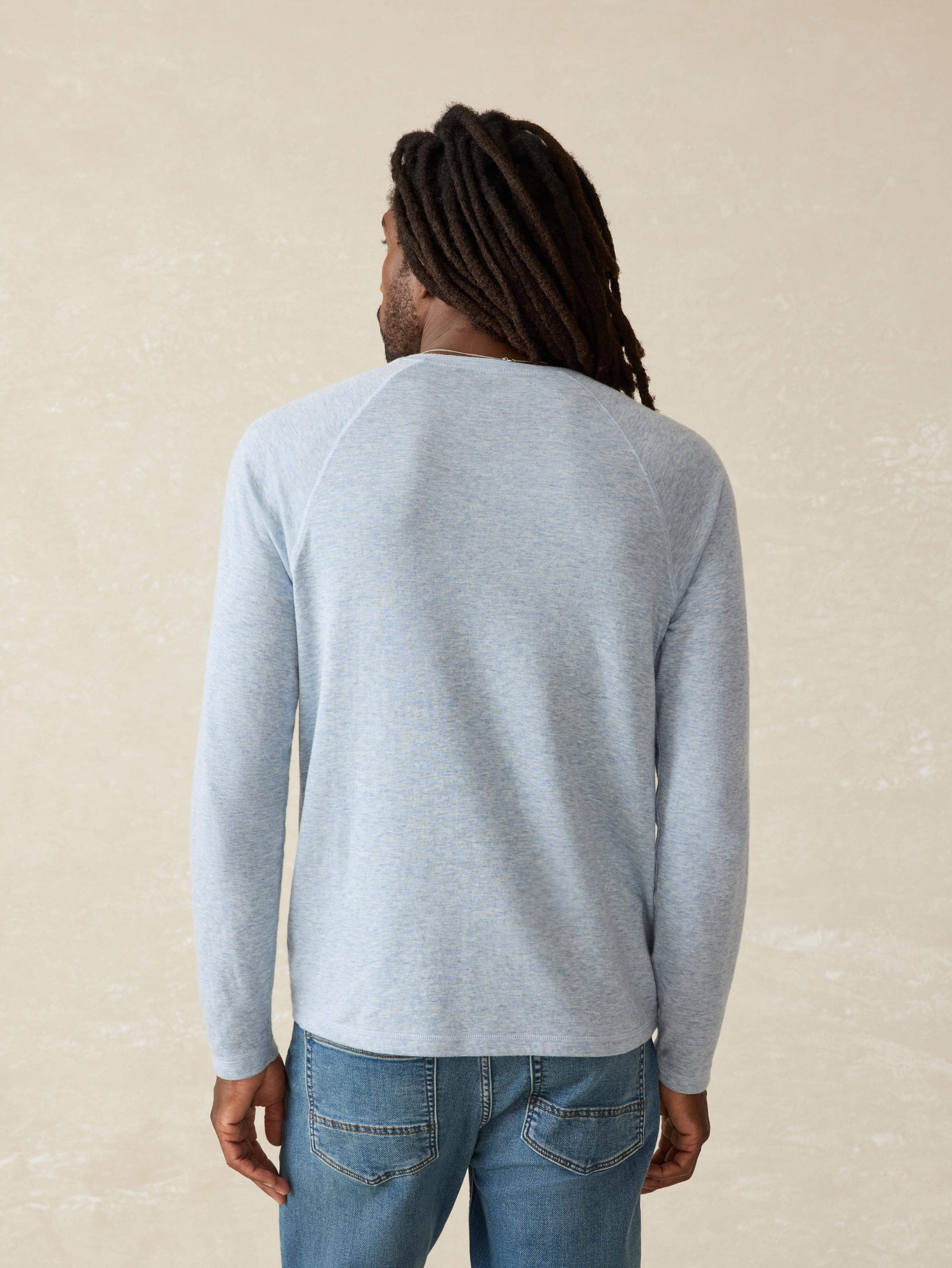 Long-Sleeve Cloud Henley (Tall) - Light Blue Heather