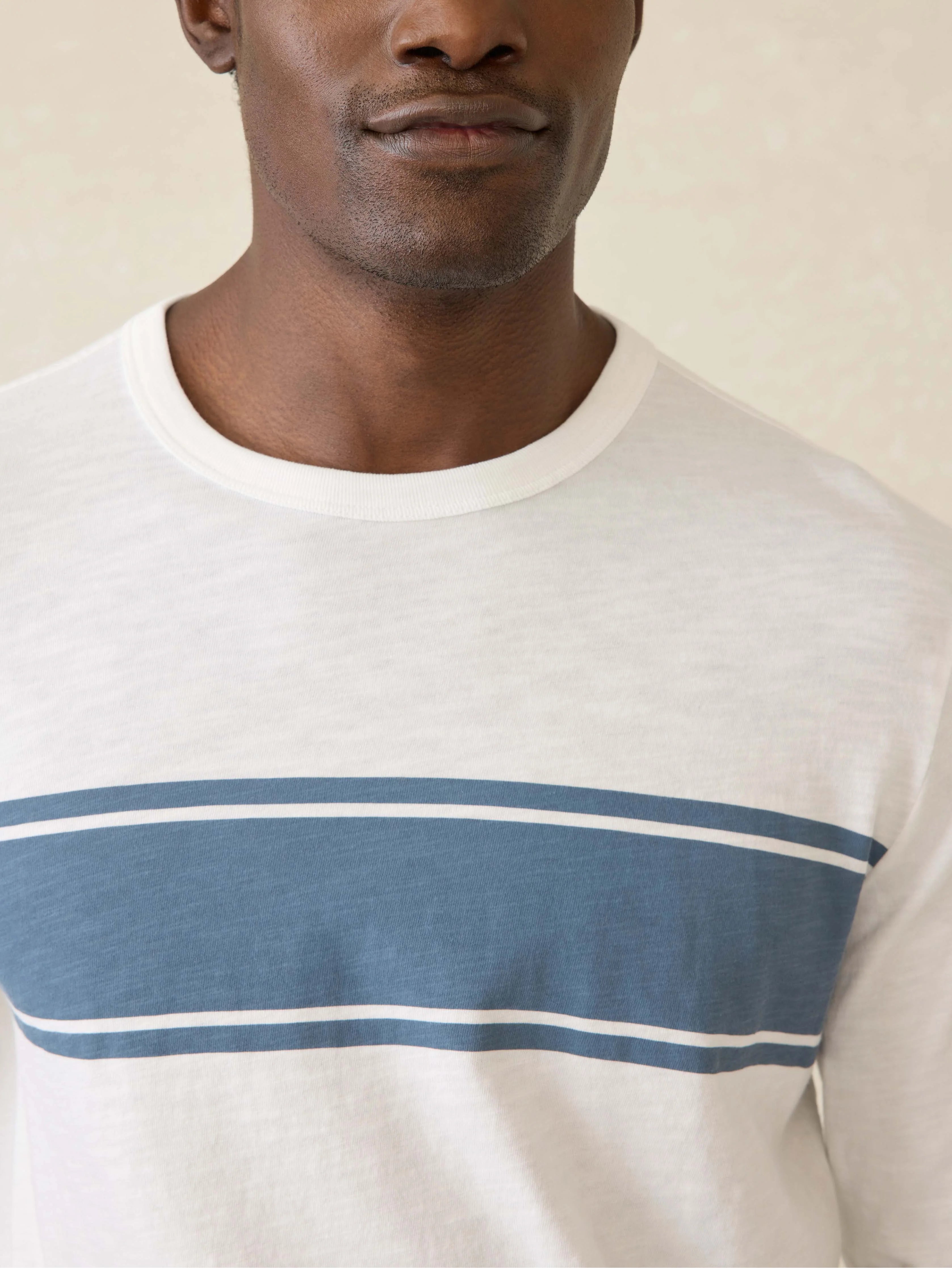 Long-Sleeve Sunwashed Tee - White Surf Stripe