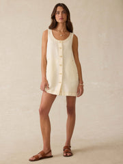 Linen Denim Malibu Mini Dress - Whitecliff Wash