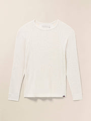 Long-Sleeve Cloud Waffle Crew - Ivory Heather