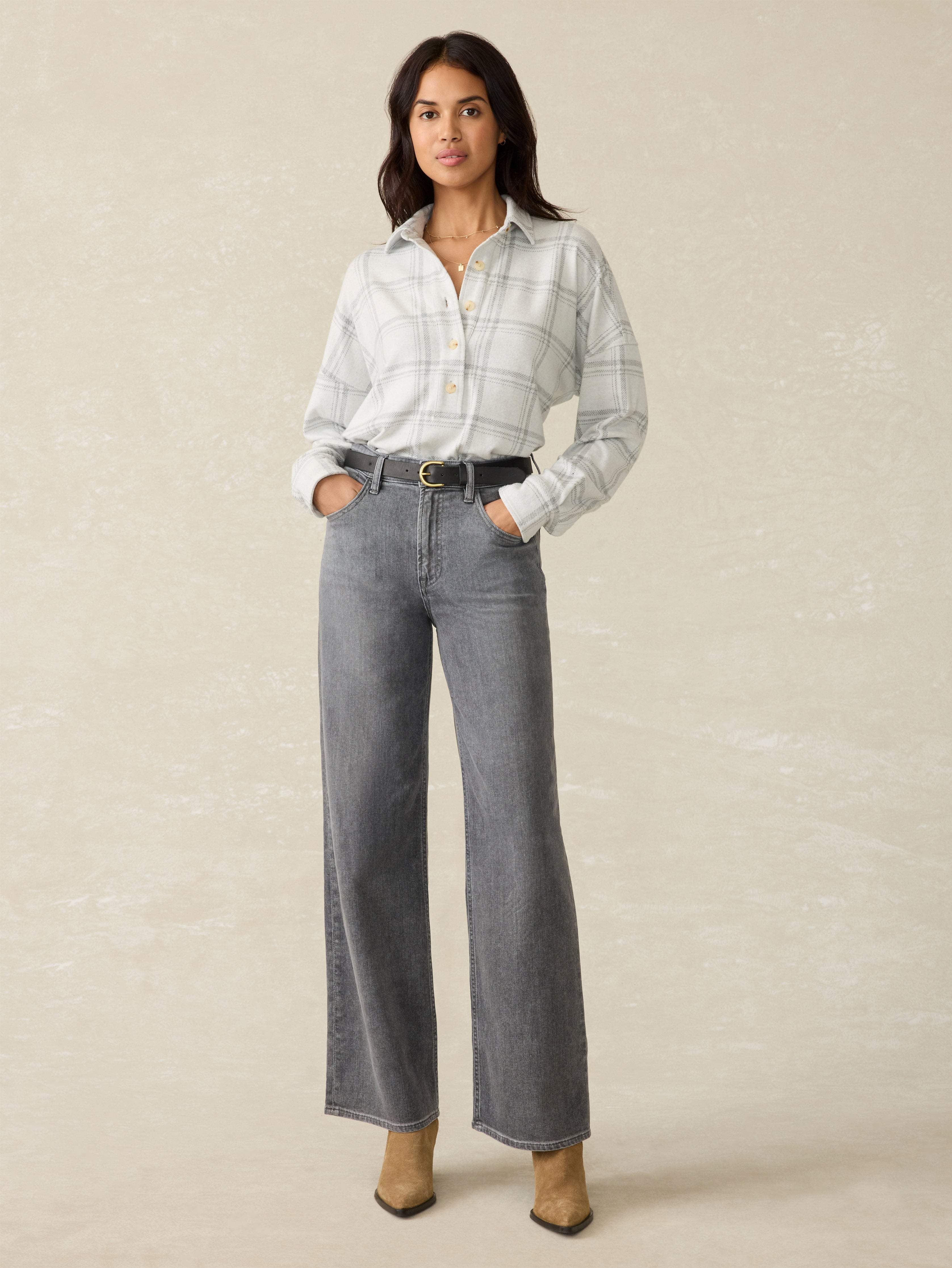Dream Jean Wide Leg - Ash Grey Wash
