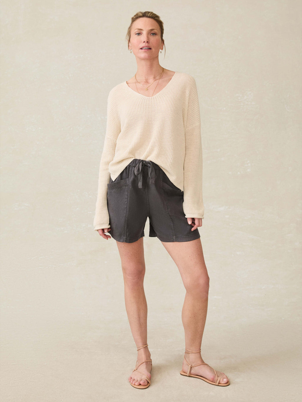 Topanga Drape Short - Washed Black