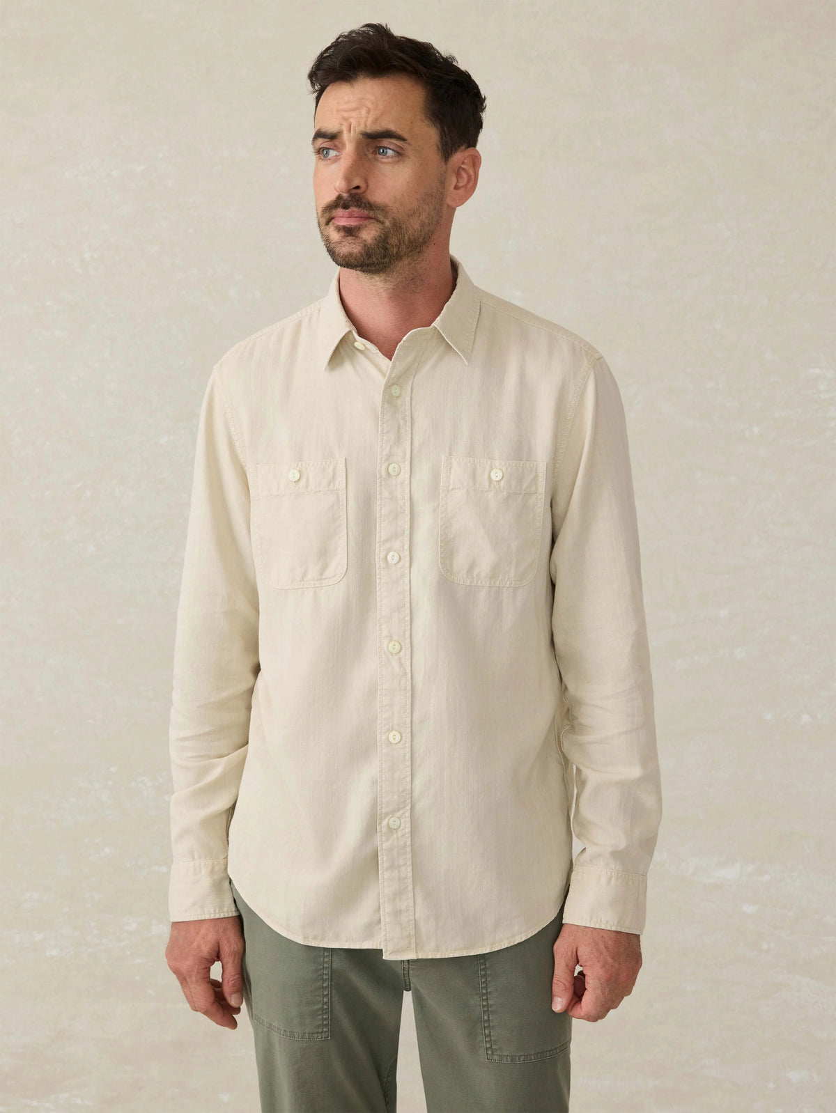Tried \u0026 True Chambray Workshirt - Coastal Cream
